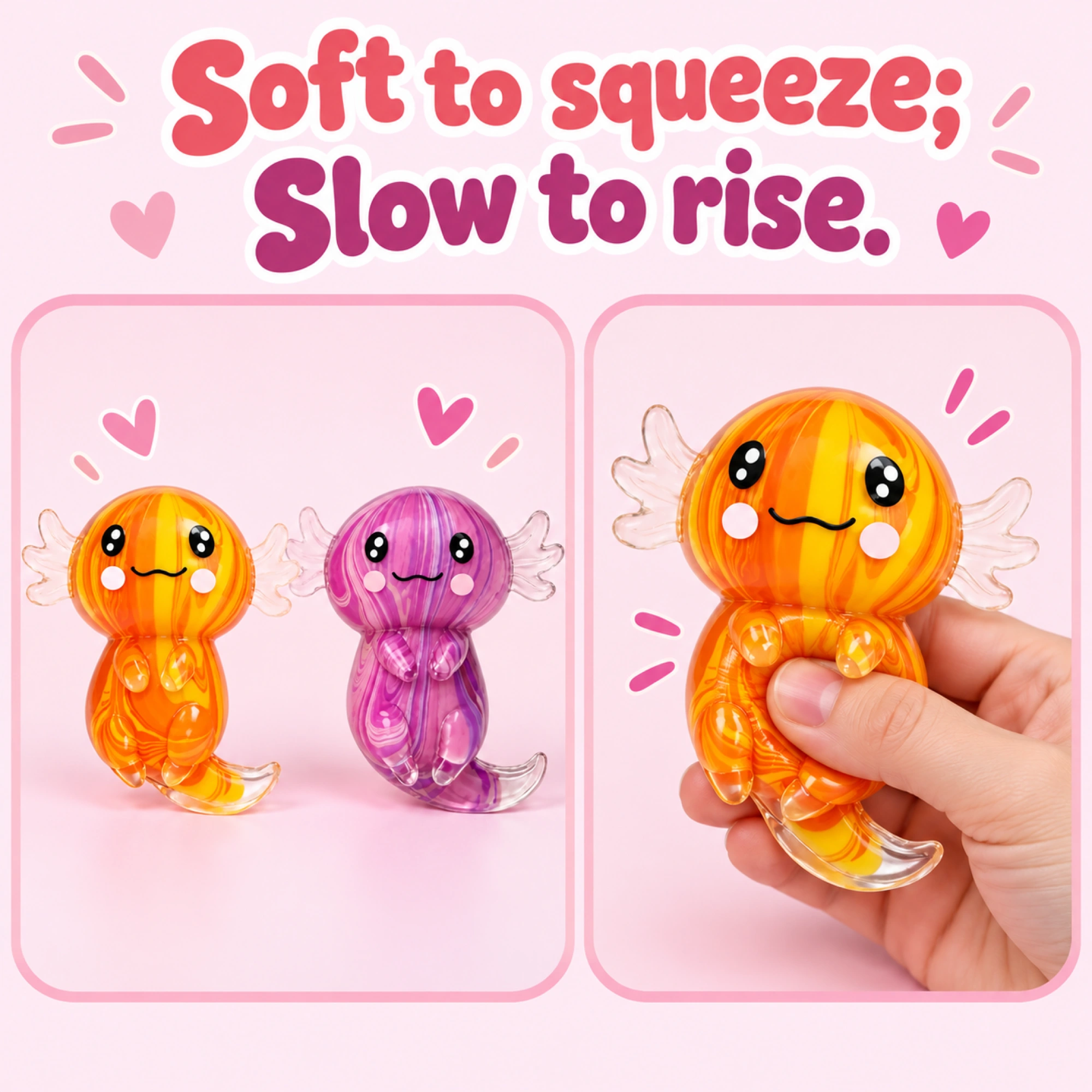 2 Pack Axolotl Squishy, Soft Slow-Rising Duo — comparison