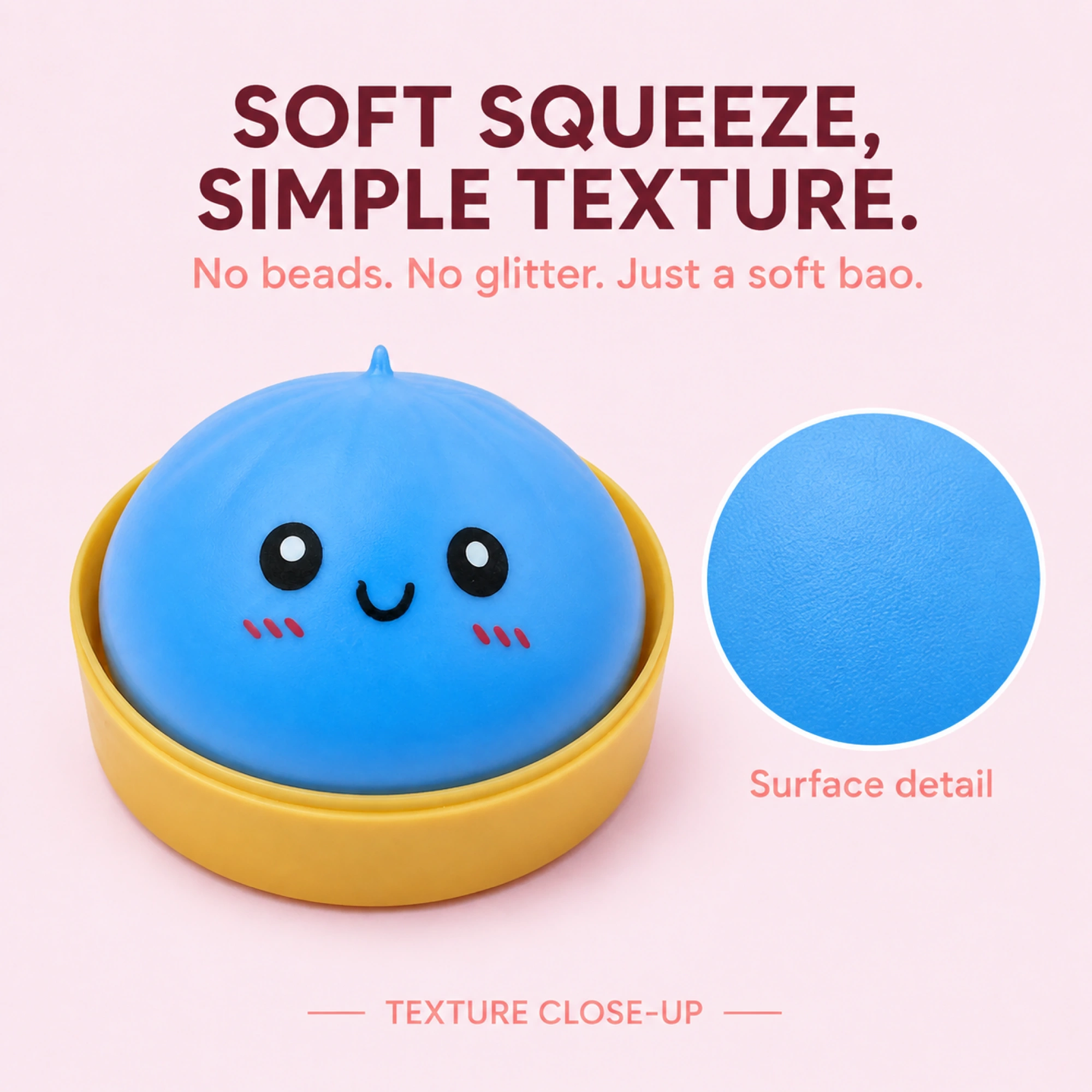 Azure blue smiling bao dumpling squishy - inside