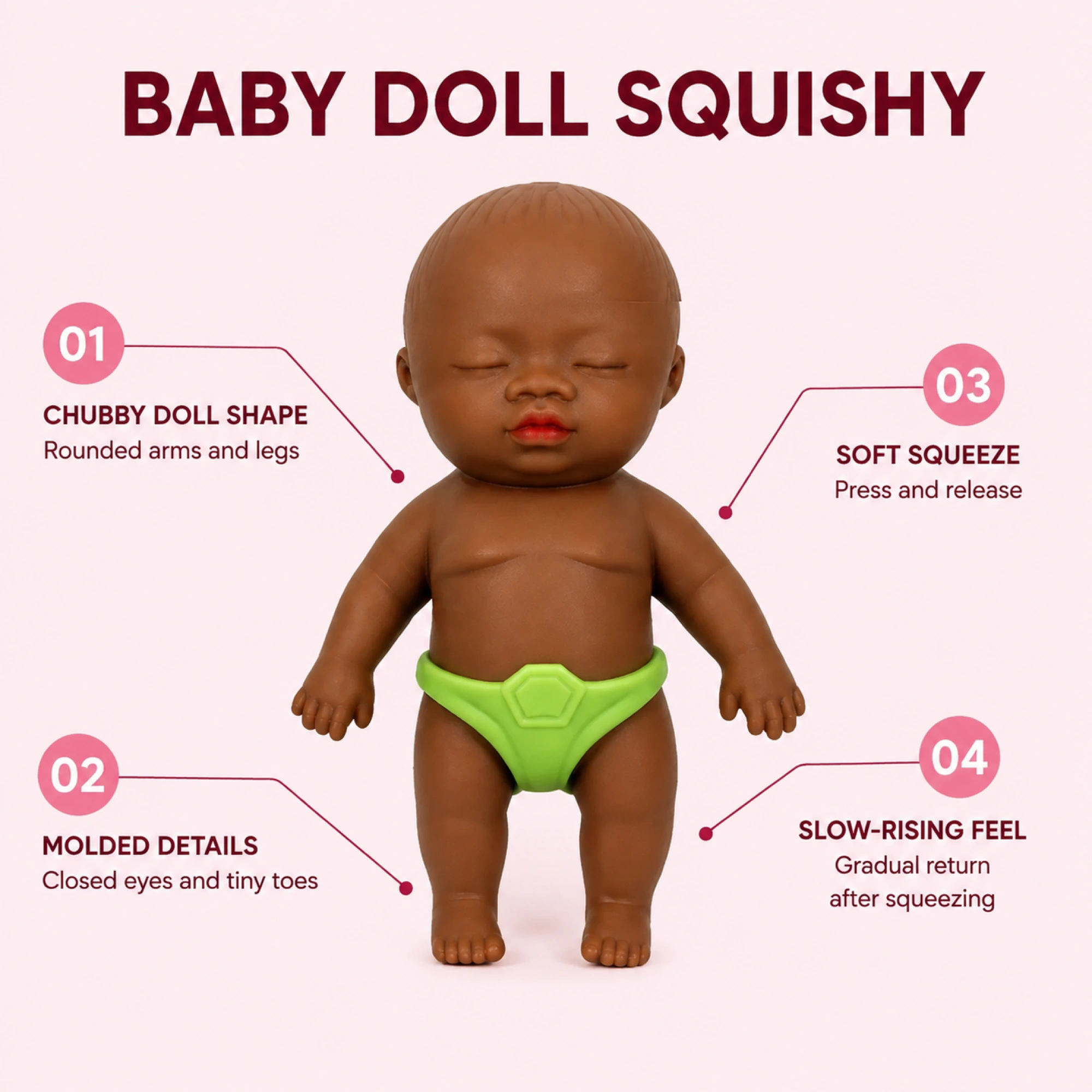 Baby Doll gniotek — Goofy Chubby wolno odzyskujący kształt Nowość Stress Toy (Losowy kolor pieluszki) — widok alternatywny