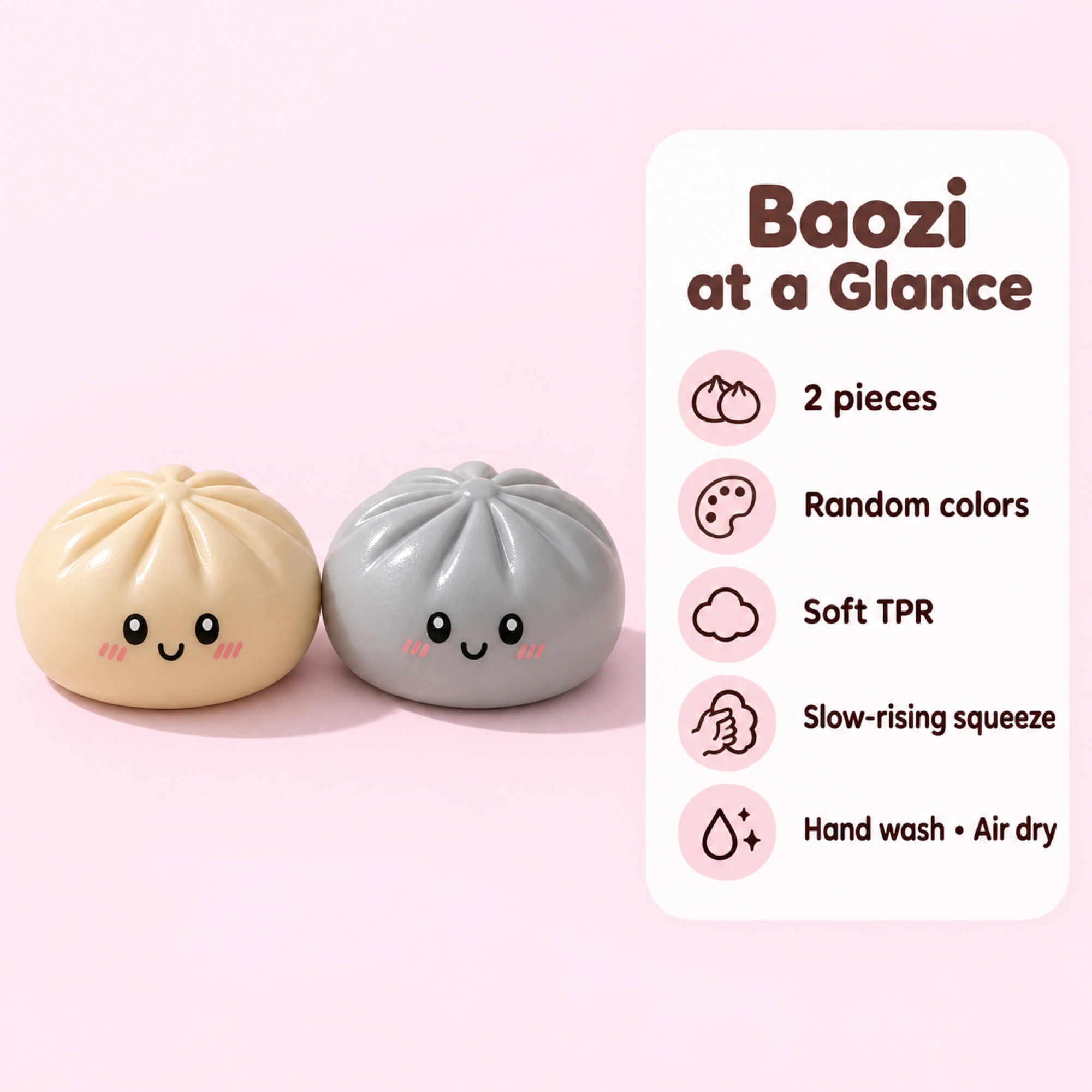 Baozi Squishy Stress Ball – Kawaii Dumpling Mochi Sensory Fidget Toy — spec