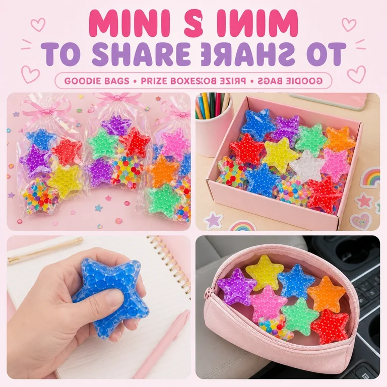 Star water-bead squishy held as an optional hand activity near an airplane window