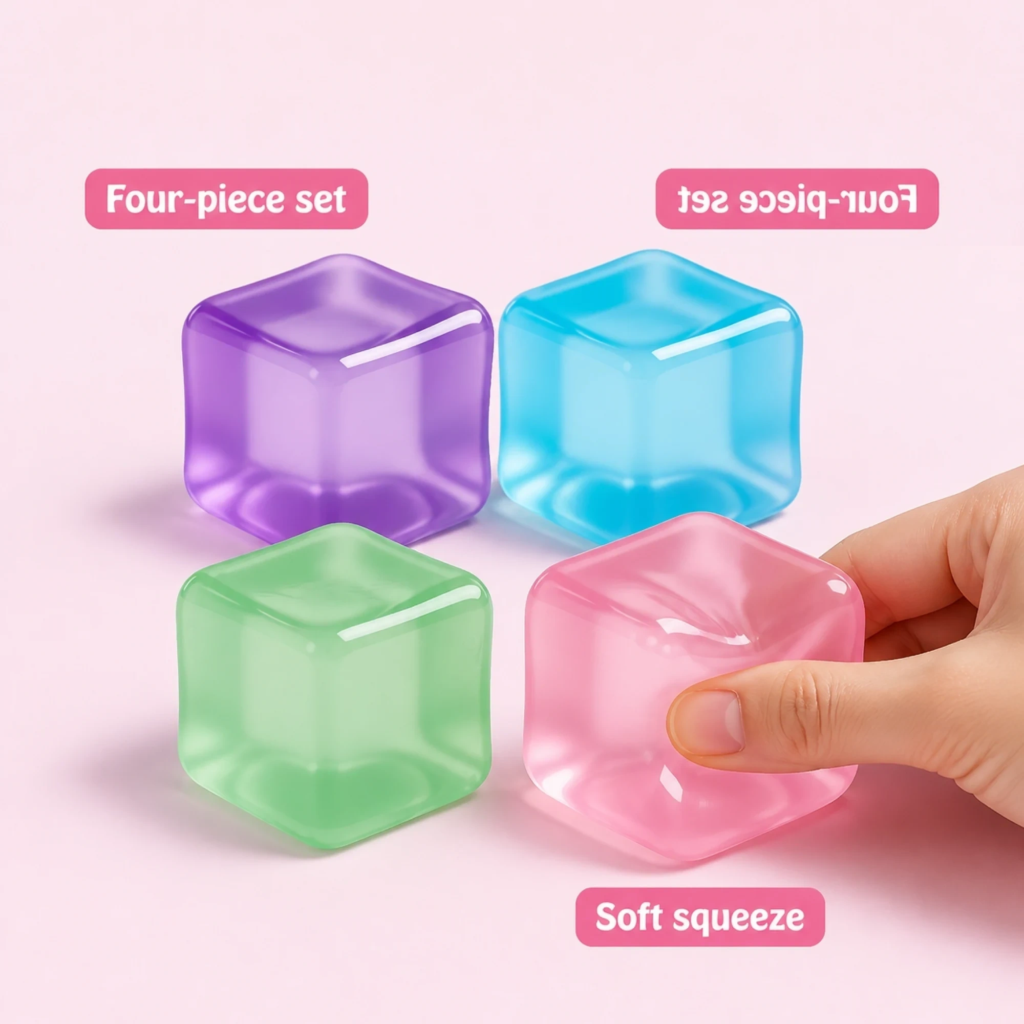Big Ice Cube Squishy 4 Pack - Jelly Slow Rising Stress Toys — alternate view