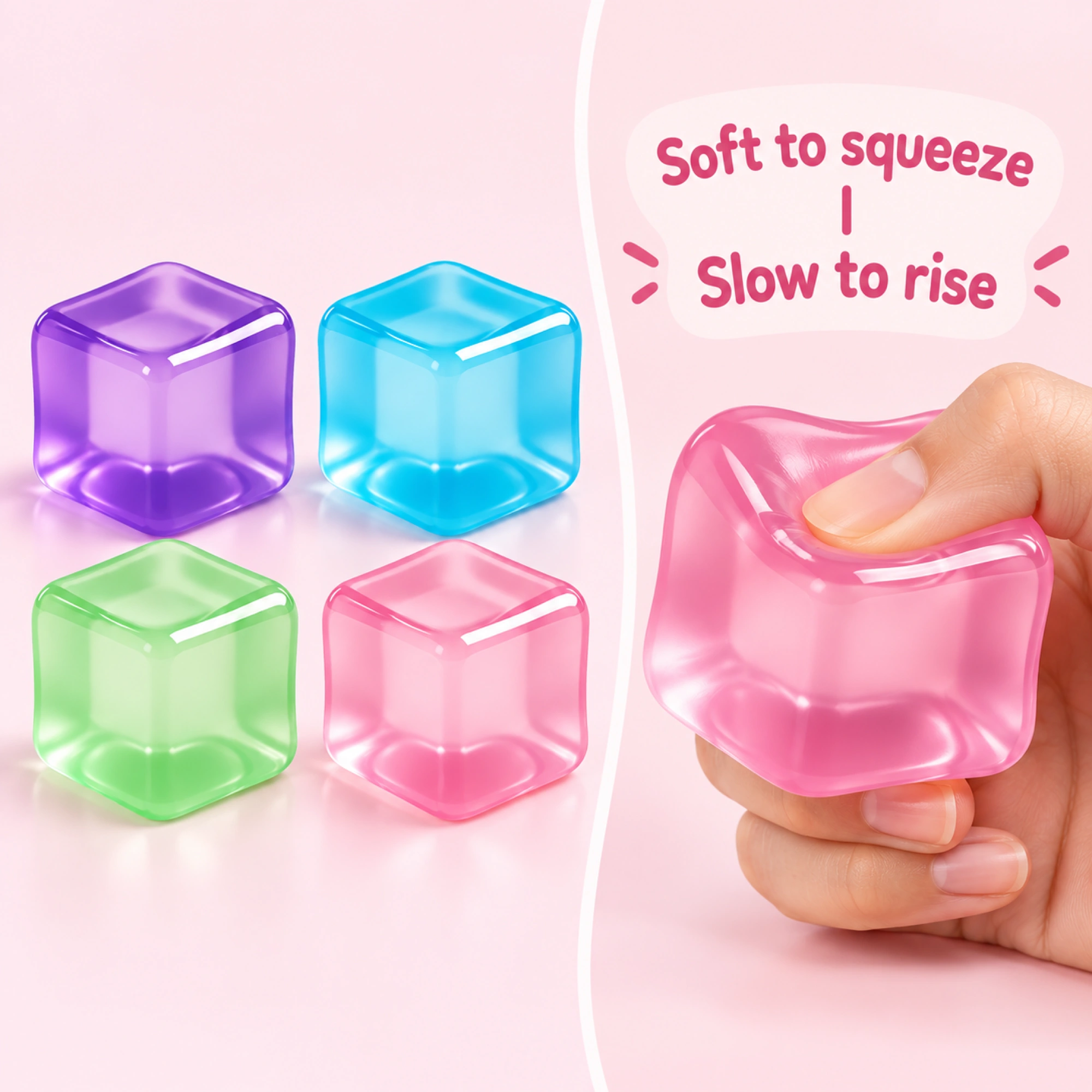Big Ice Cube Squishy 4 Pack - Jelly Slow Rising Stress Toys — comparison