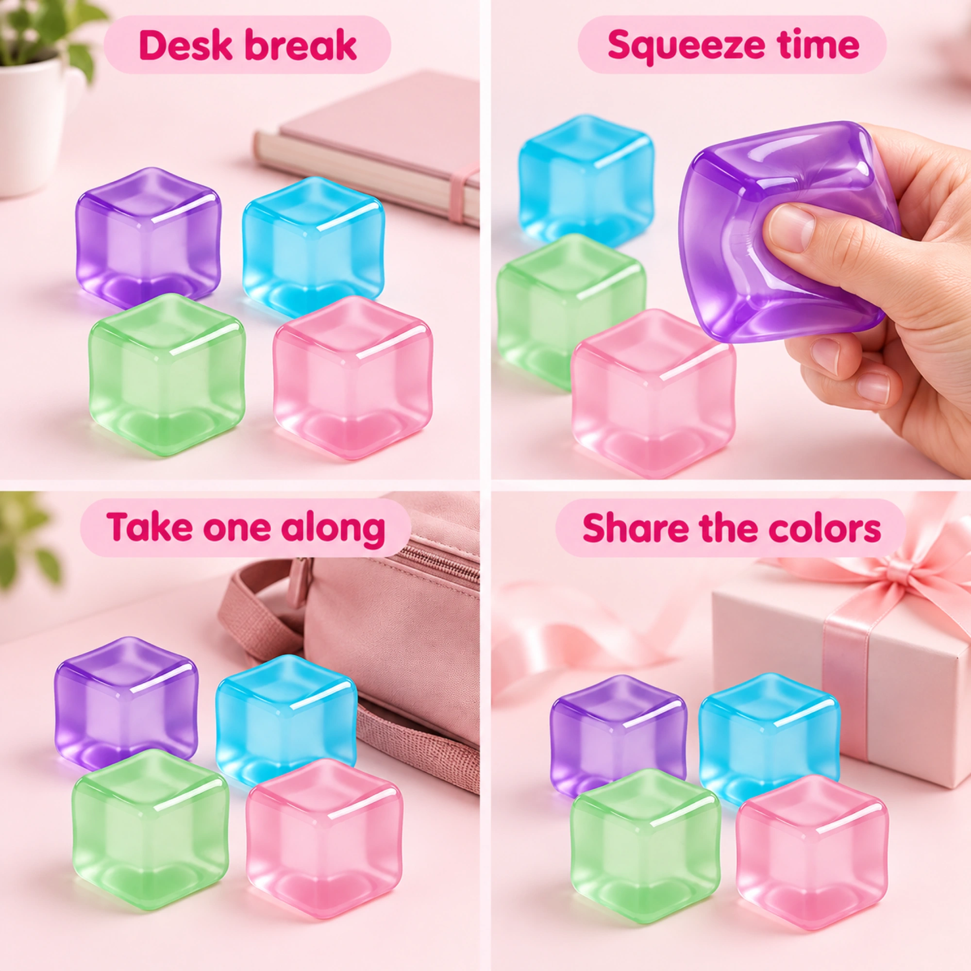 Big Ice Cube Squishy 4 Pack - Jelly Slow Rising Stress Toys — lifestyle