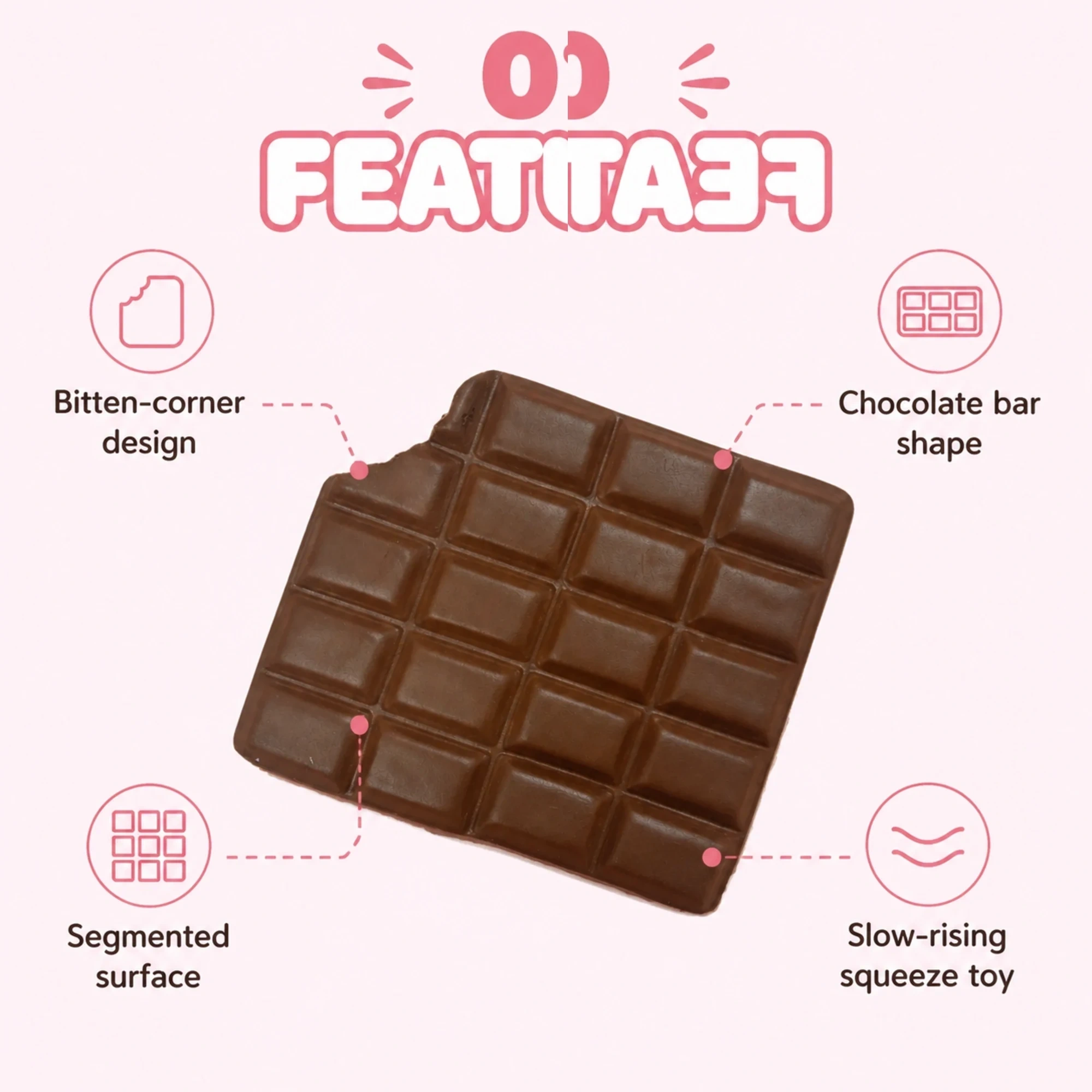 Bitten Chocolate Squishy Bar Slow Rising Squeeze Toy — alternate view