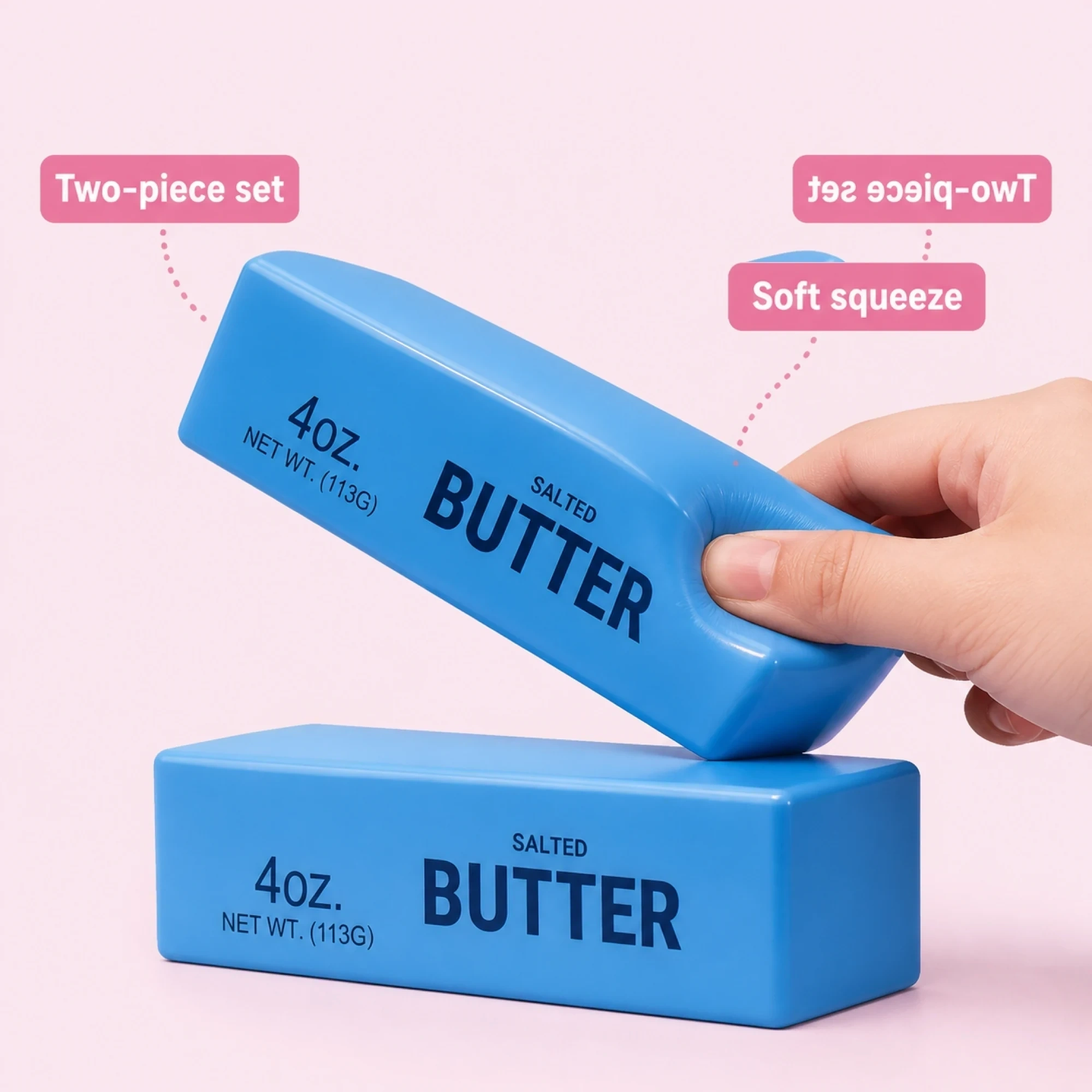 Blue Butter Brick Squishy 2 Pack - Squeezy Stress Relief Block — alternate view