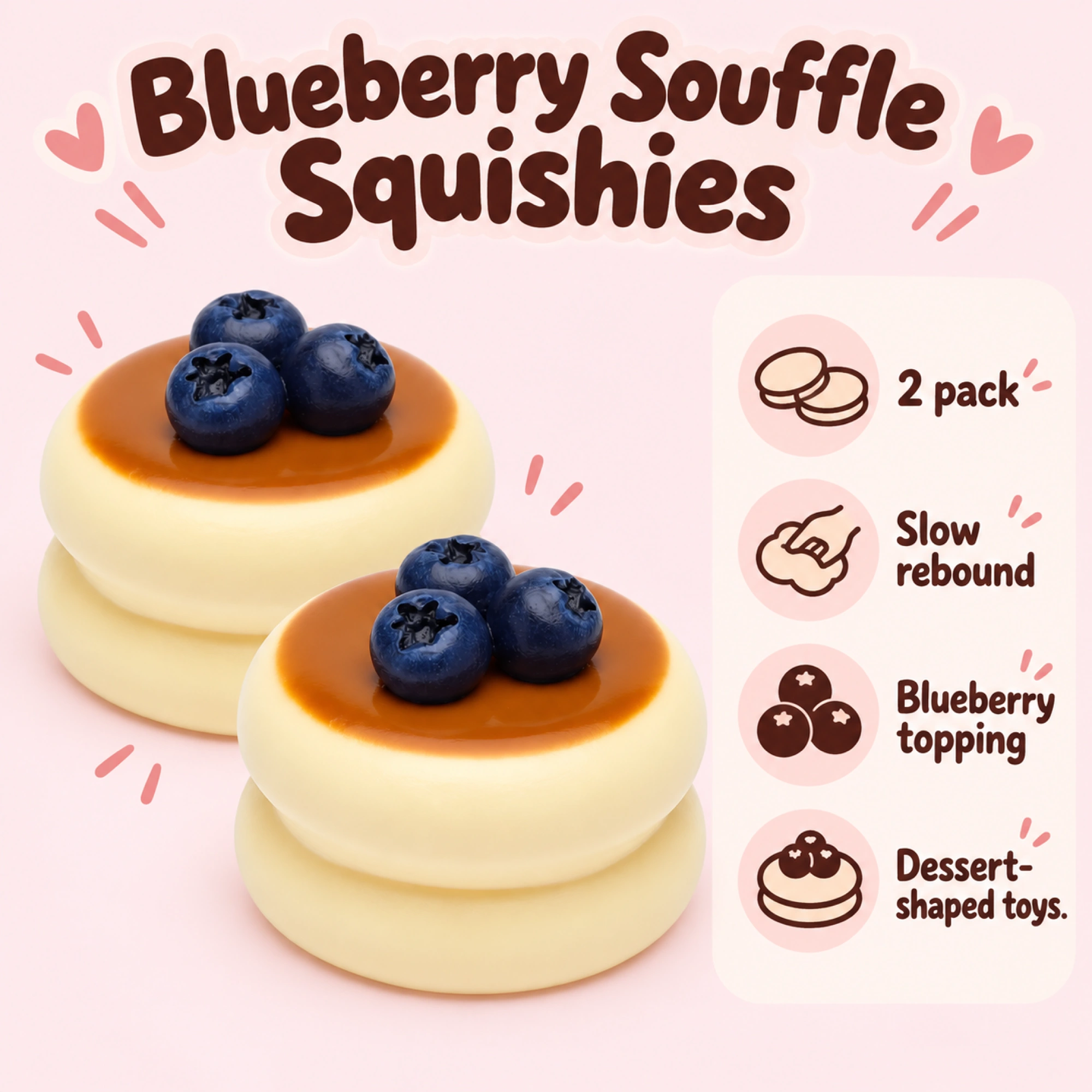 2 Pack Blueberry Squishy Souffle Slow Rebound Fidget Toys — spec
