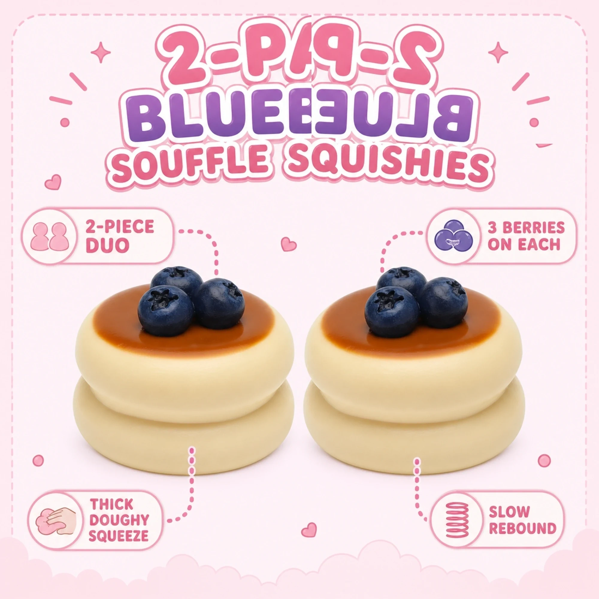 2 Pack Blueberry Squishy Souffle Slow Rebound Fidget Toys — alternate view