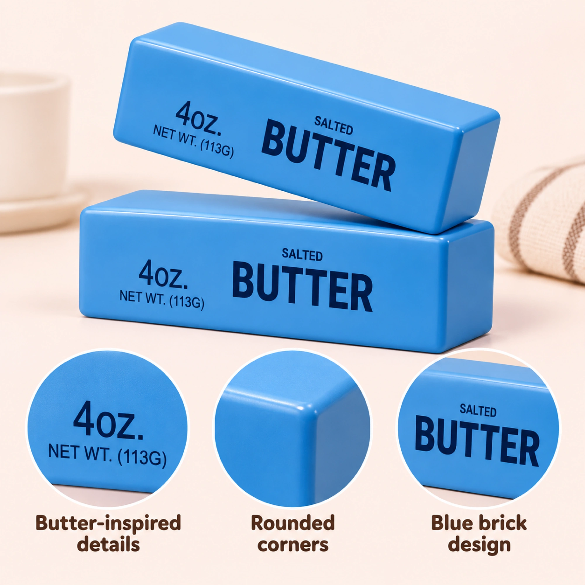 Blue Butter Brick Squishy 2 Pack - Squeezy Stress Relief Block — details