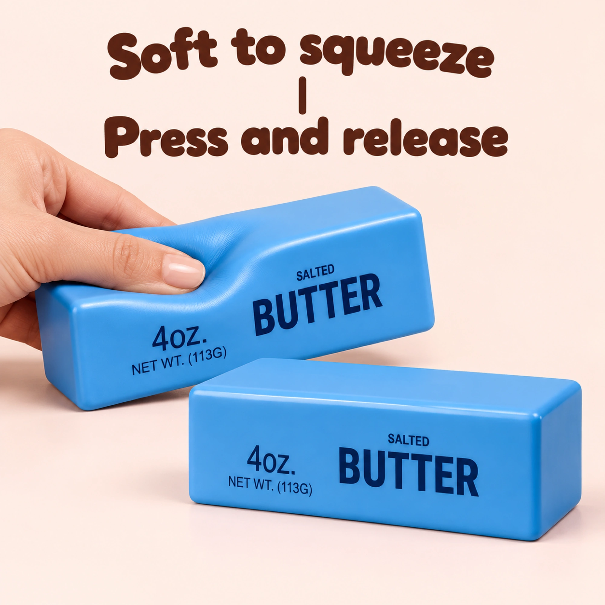Blue Butter Brick Squishy 2 Pack - Squeezy Stress Relief Block — inside