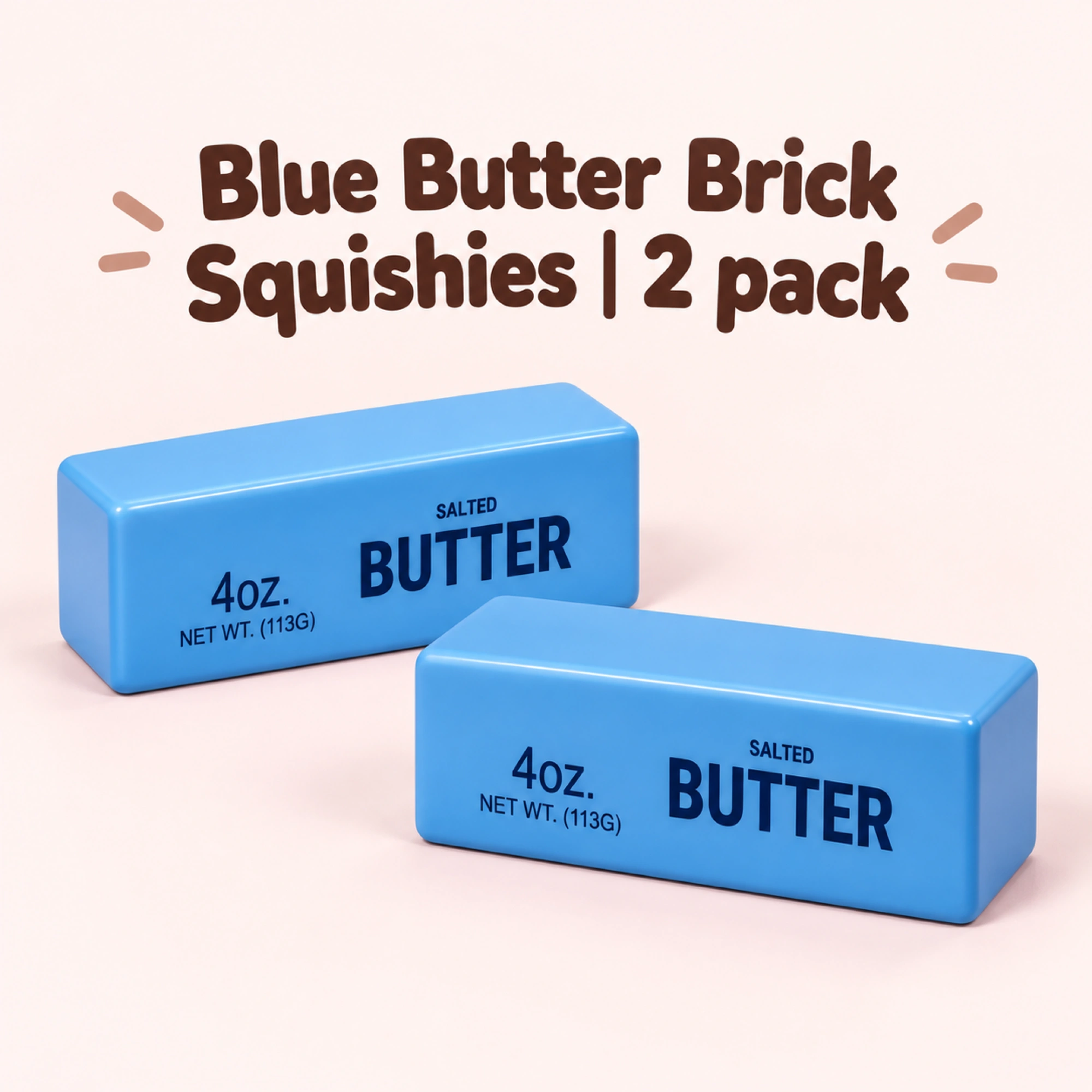 Blue Butter Brick Squishy 2 Pack - Squeezy Stress Relief Block — pack