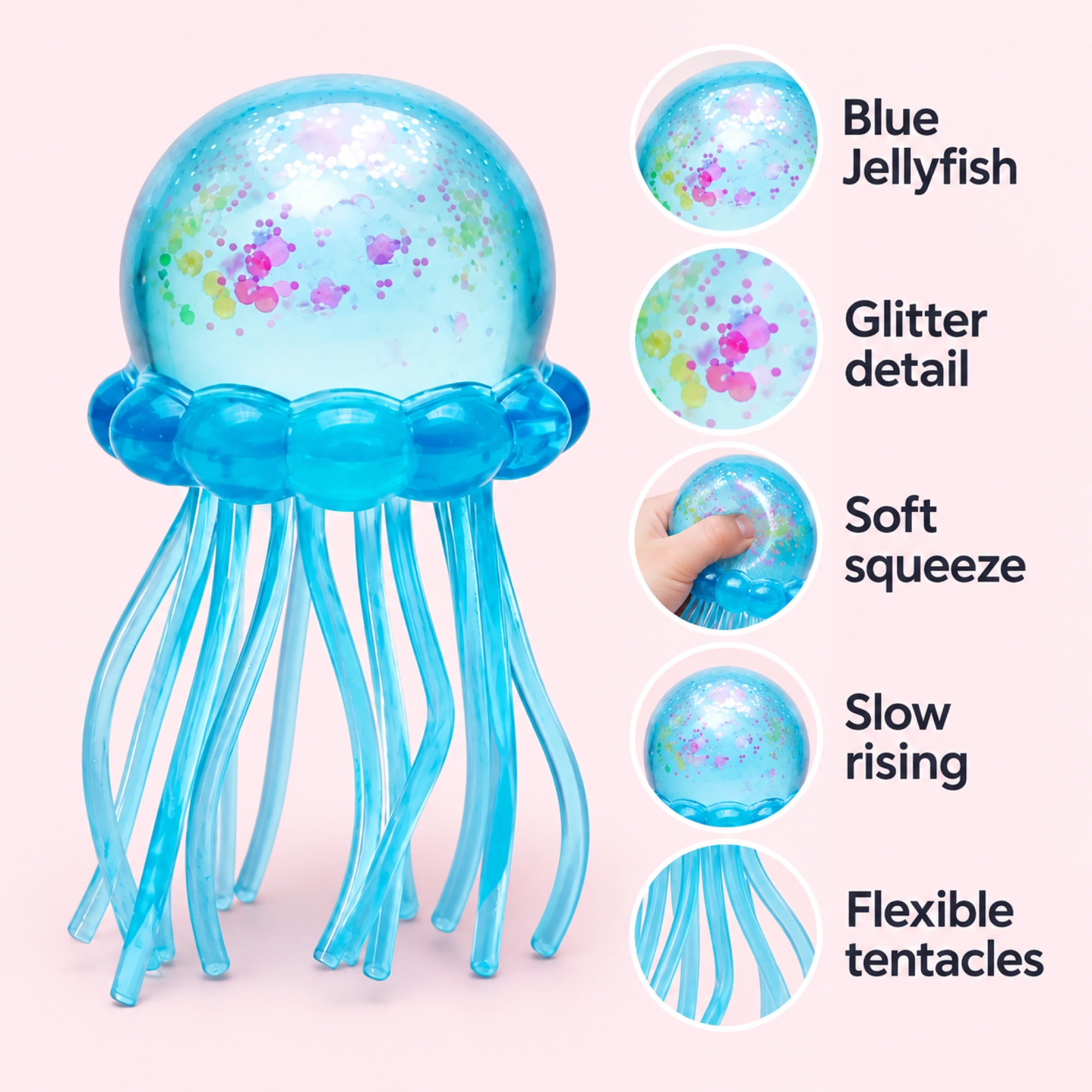 Blue glitter jellyfish squishy — product details