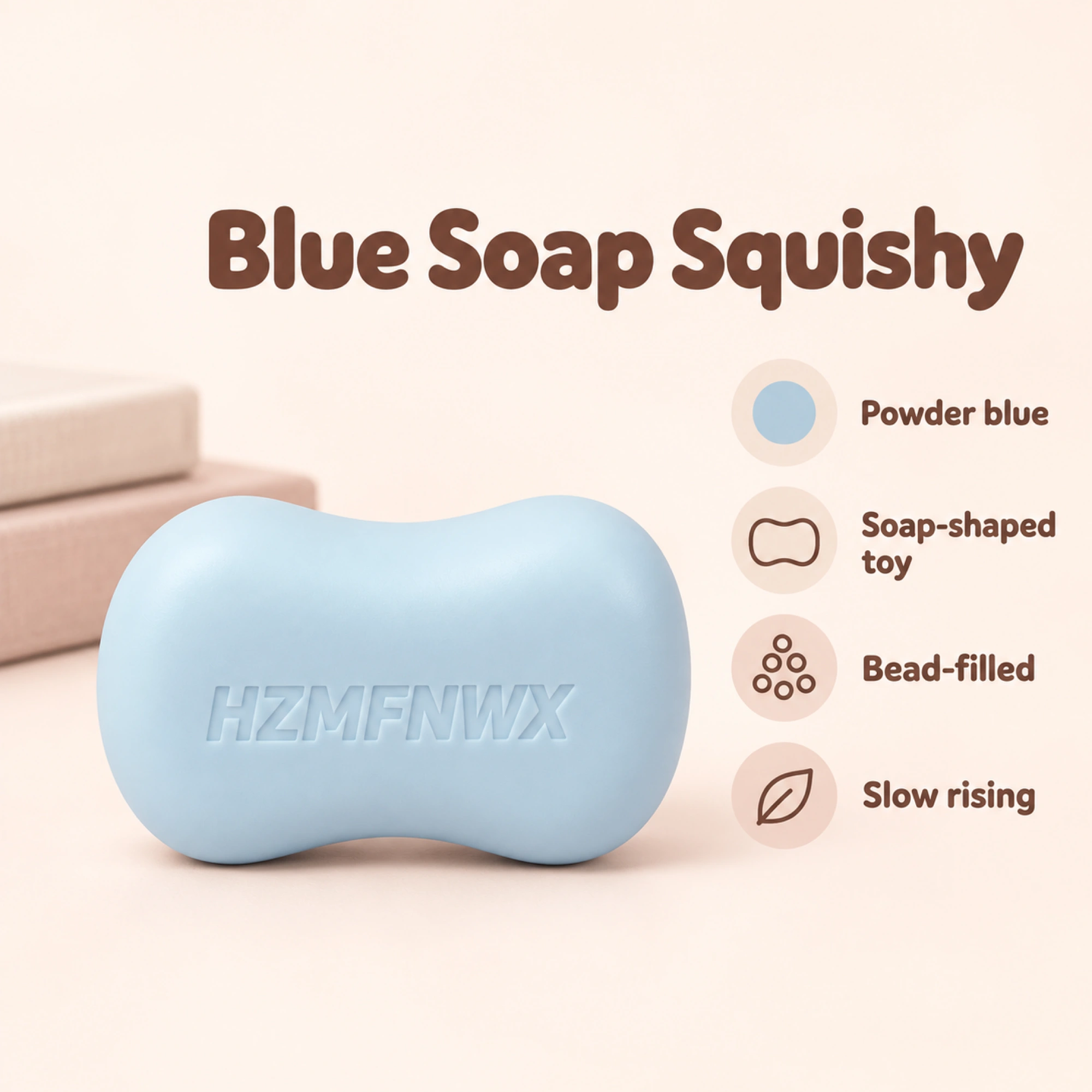 Blue Soap Squishy Crunchy ASMR Bead-Filled Squishy Toy — spec