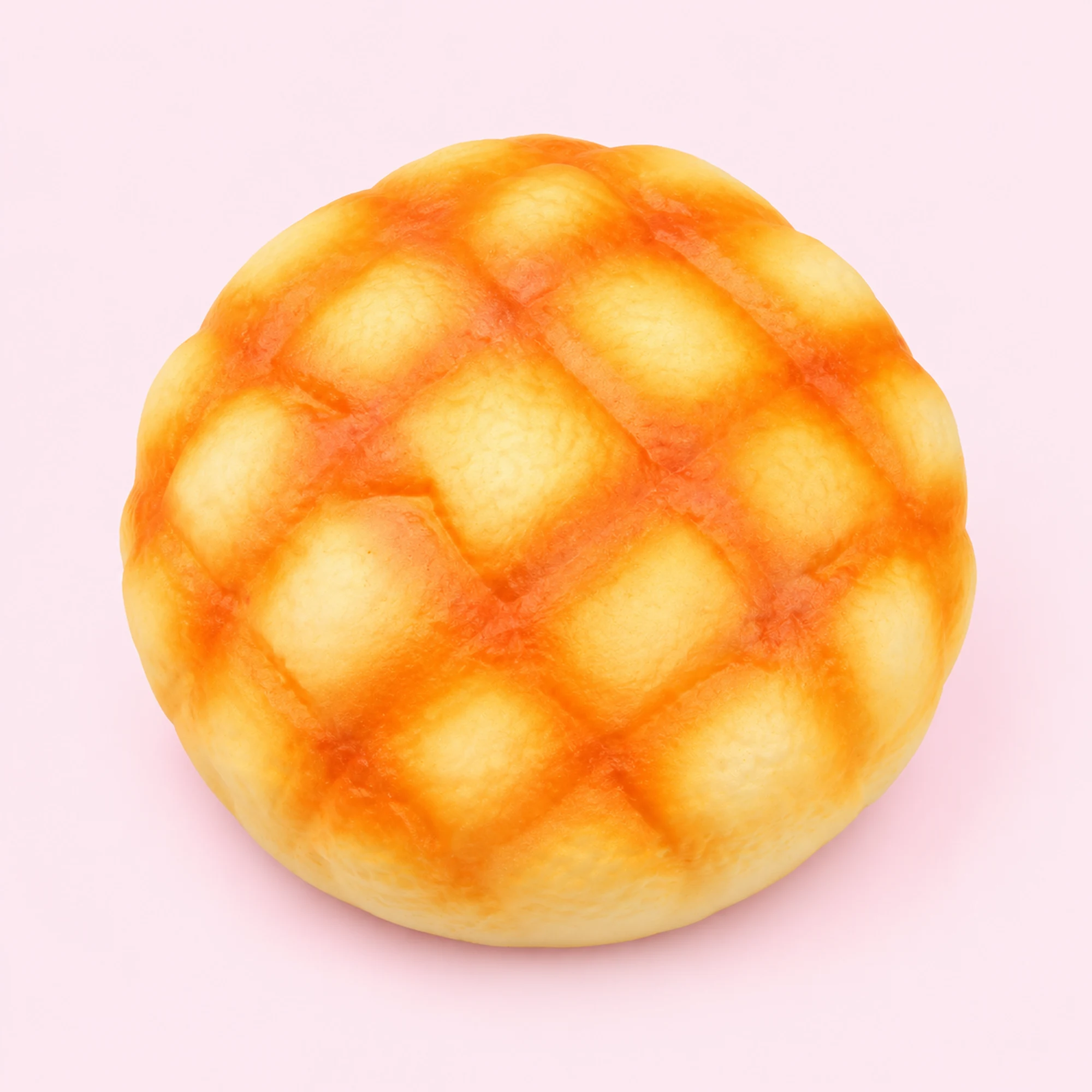 Pineapple Bun Squishy in the selected supplier design on a pale pink background