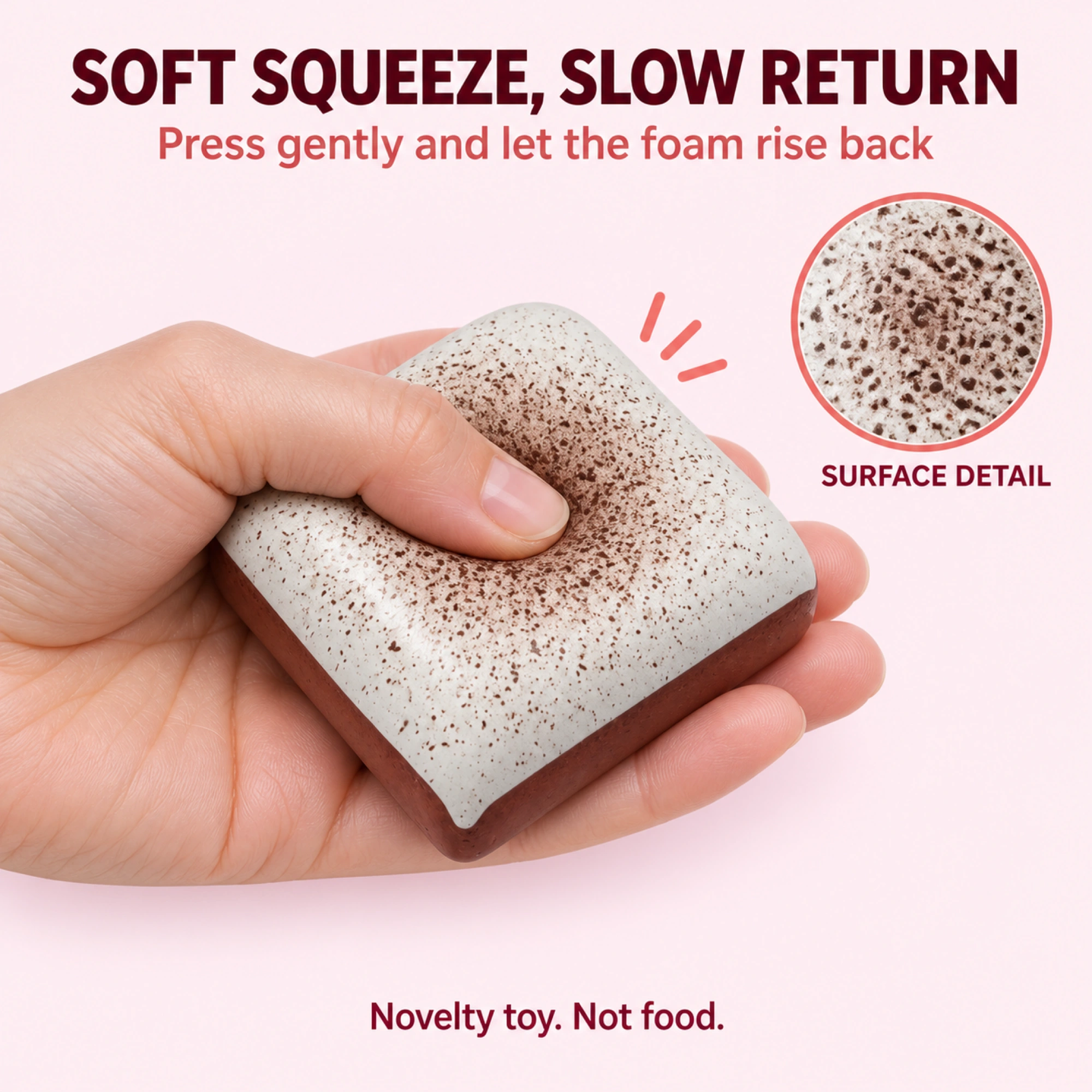 Cocoa-dusted brownie squishy toy - inside