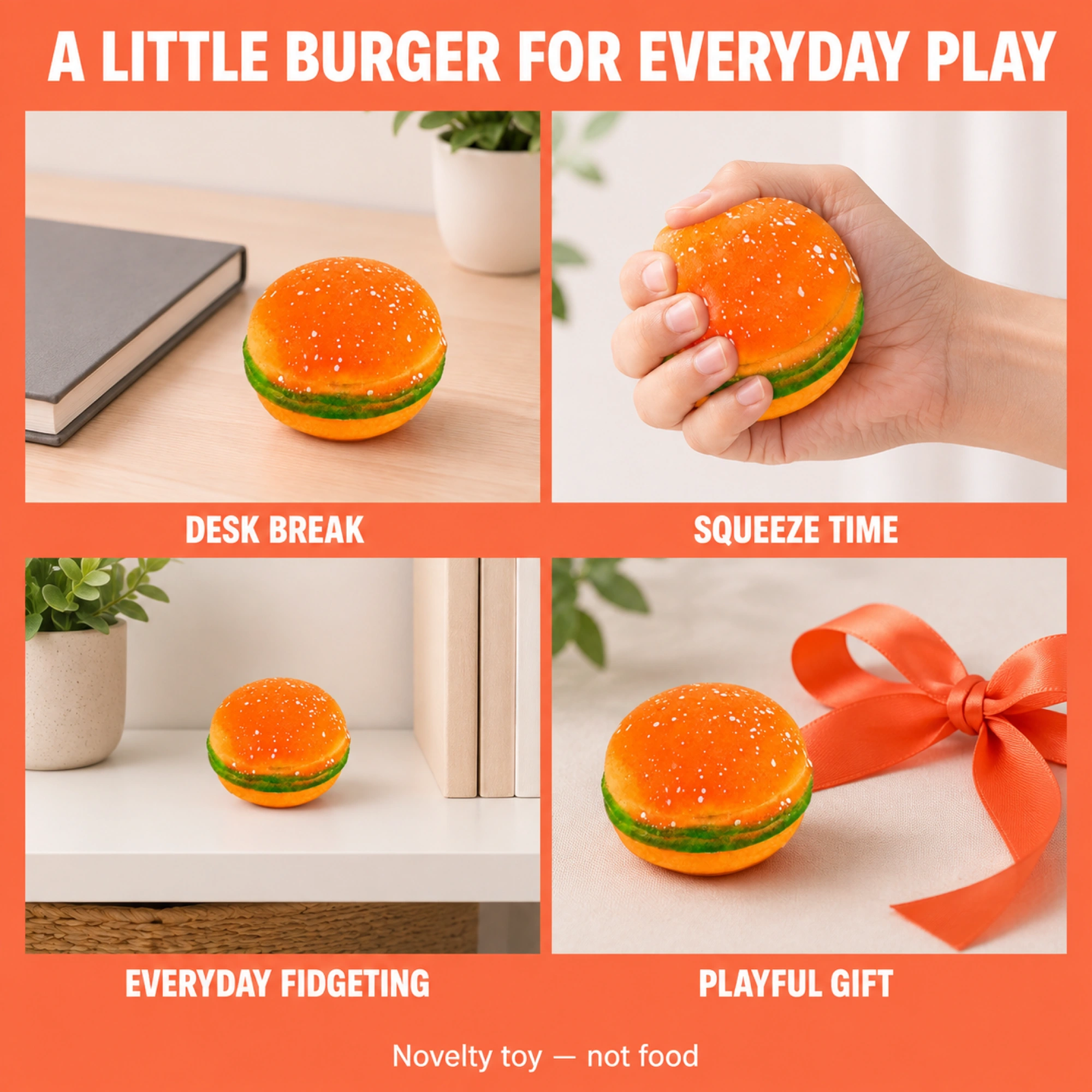 Mini burger squishy everyday fidgeting scenes