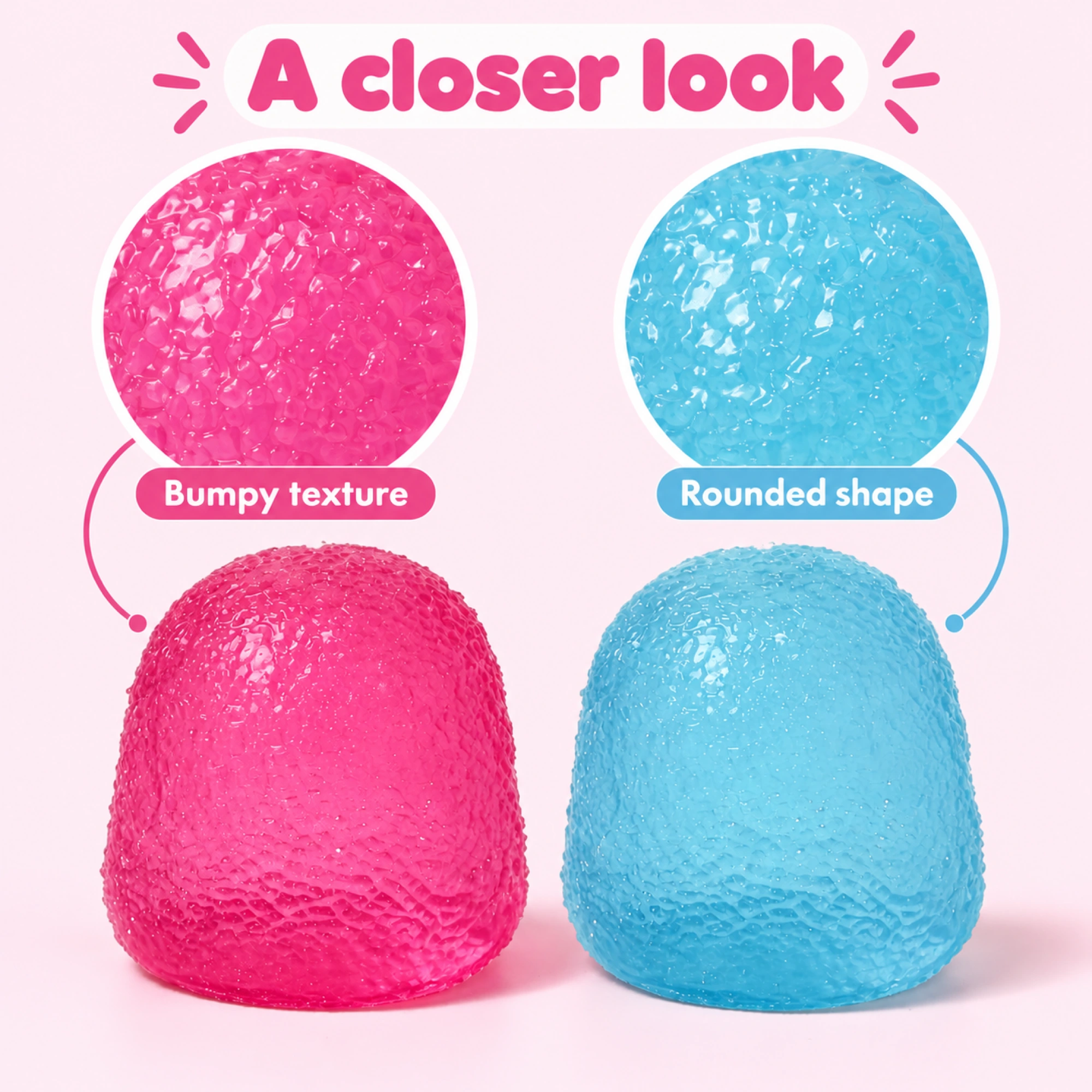 2 Pack Candy Squishy Textured Stress Balls for Kids — details