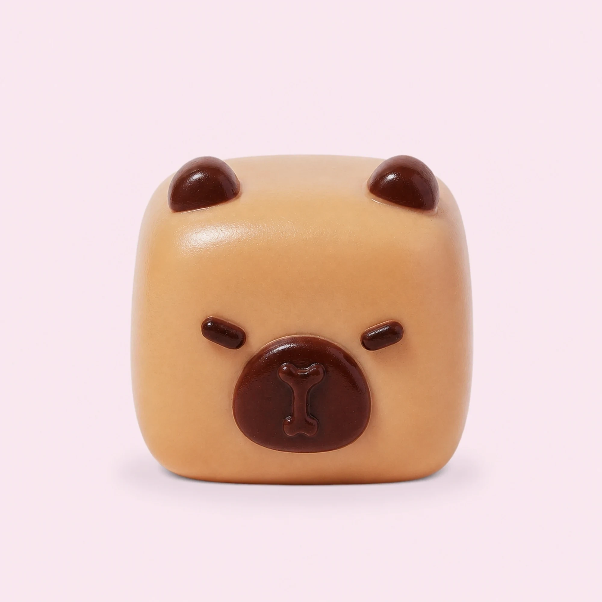 Mochi capybara squishy cube — front side and top views