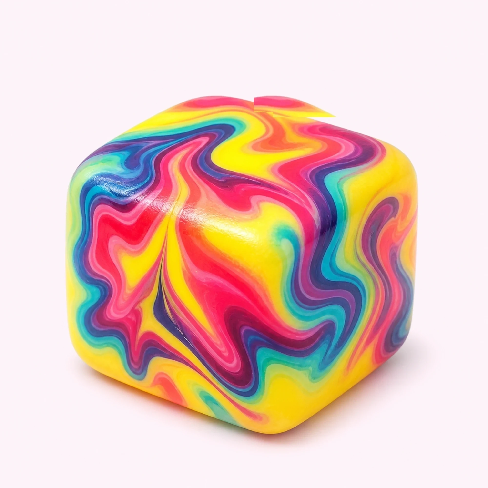 Marble swirl cheese-block squishy cube — slow-rising colorful stress toy