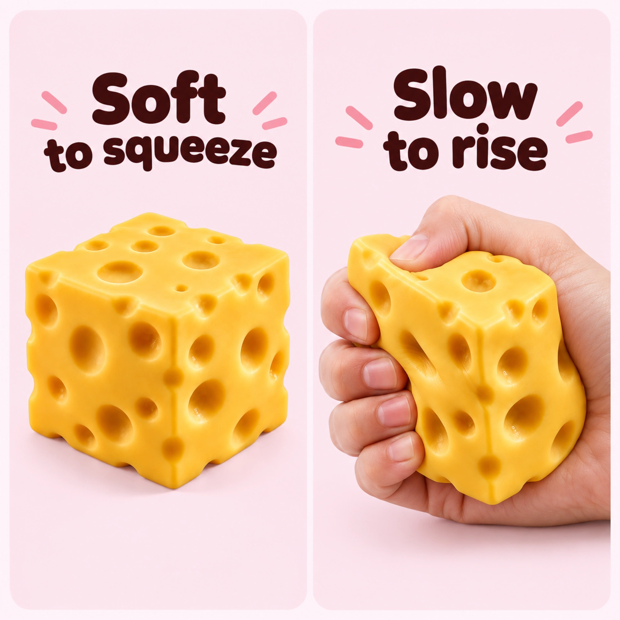 Cheese Block Squishy, Soft Squeezable Calm-Down Toy — comparison