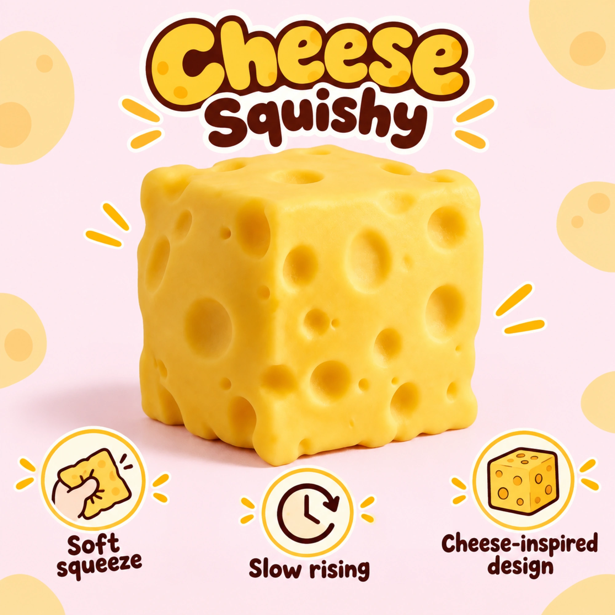 Slow Rising Cheese Squishy, Mesmerizing Squeeze Toy — alternate view