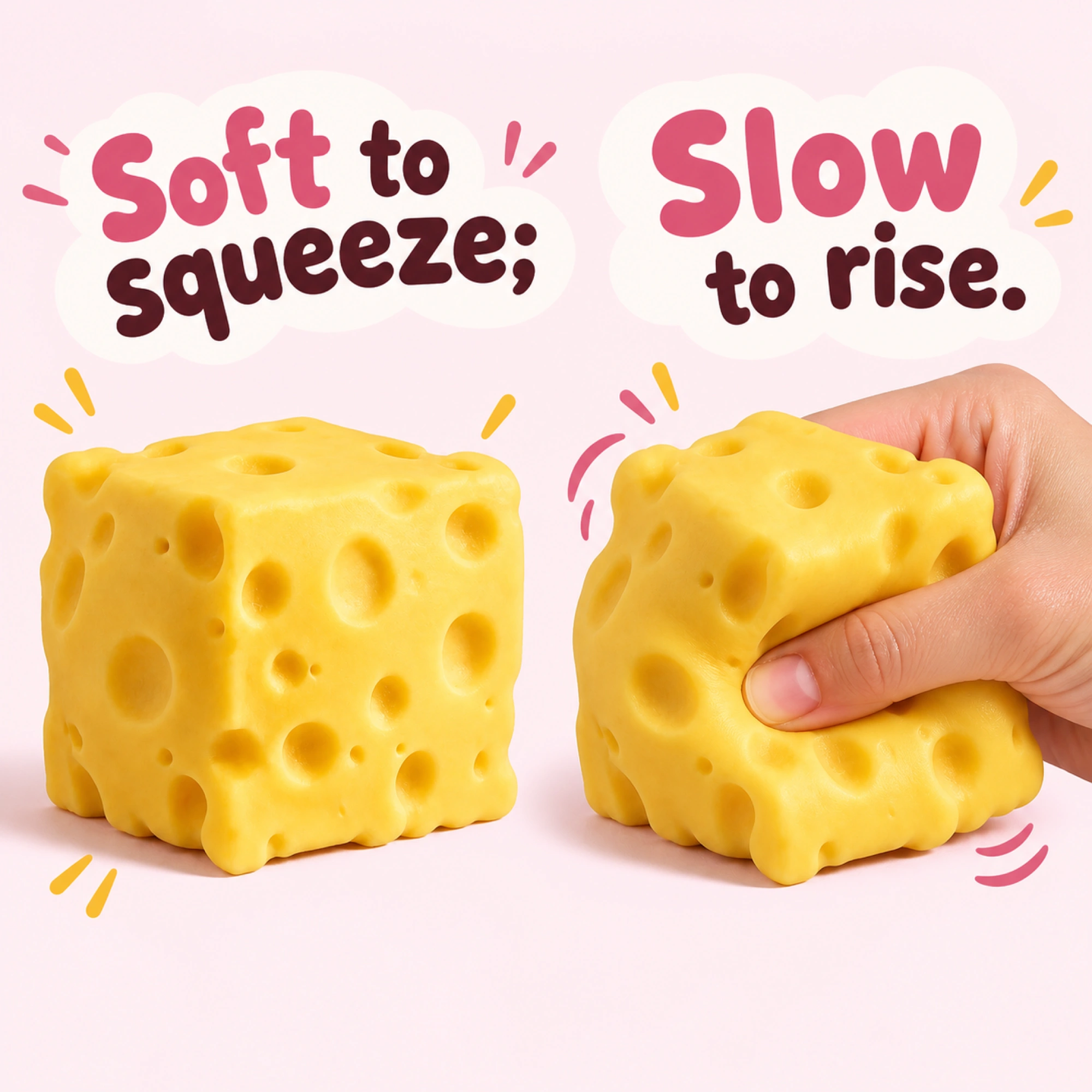 Slow Rising Cheese Squishy, Mesmerizing Squeeze Toy — comparison