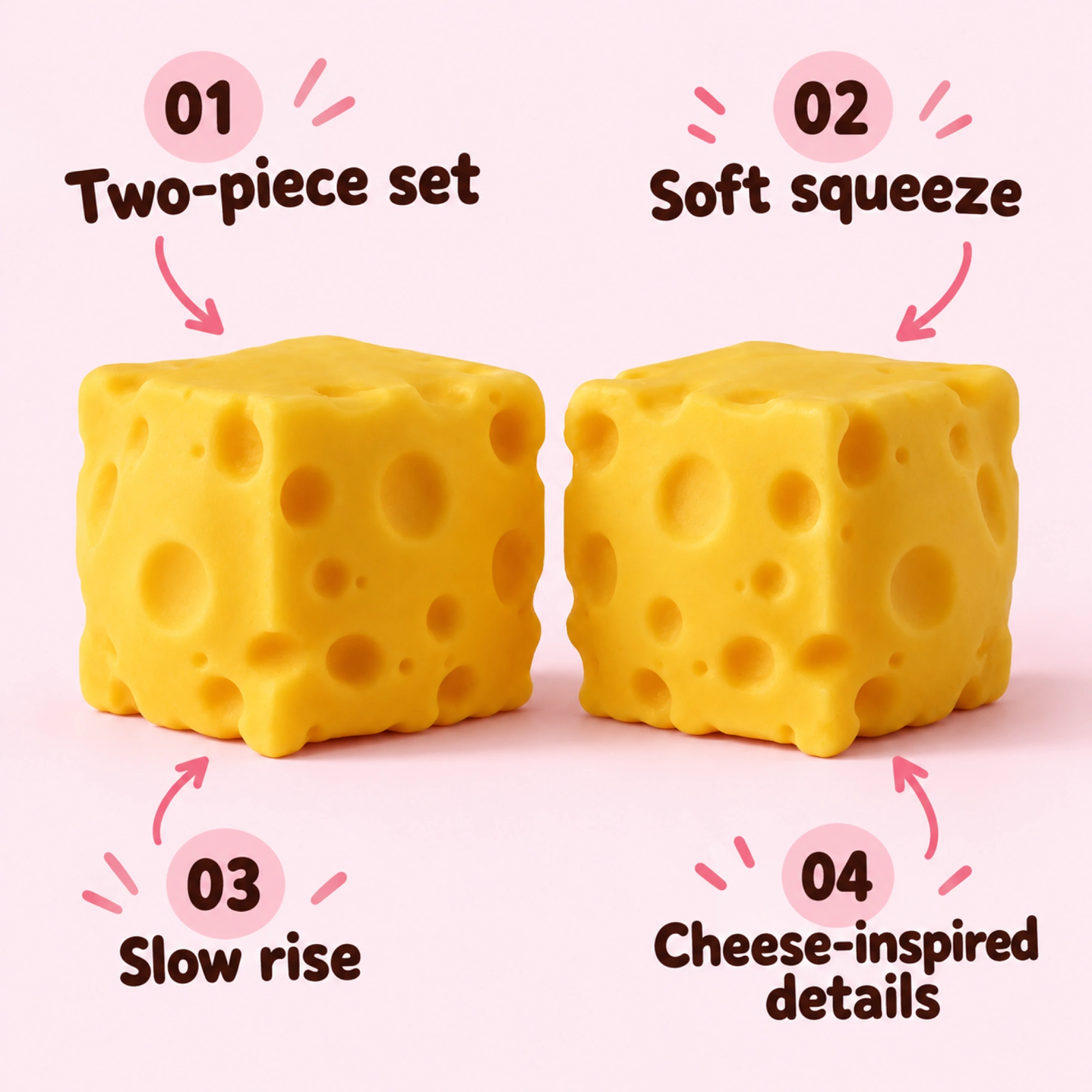 2 Pack Cheese Squishy, One for Home, One for Work — alternate view