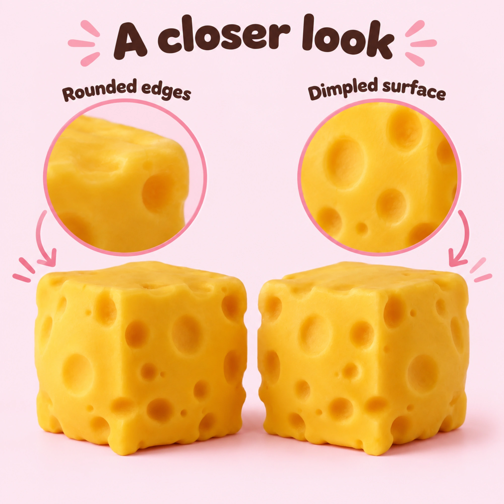 2 Pack Cheese Squishy, One for Home, One for Work — details