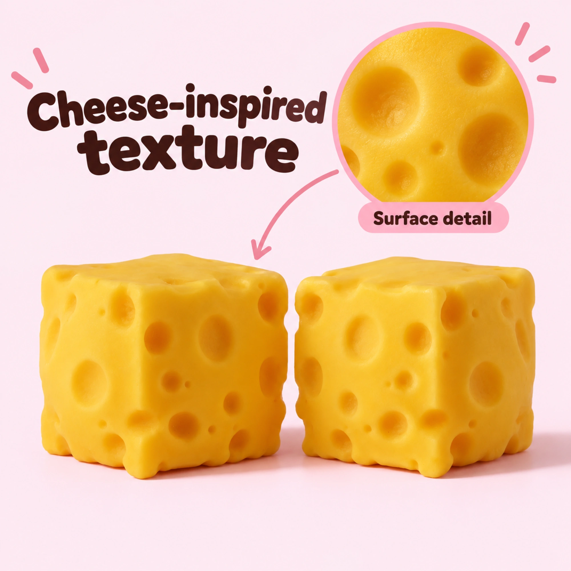 2 Pack Cheese Squishy, One for Home, One for Work — inside