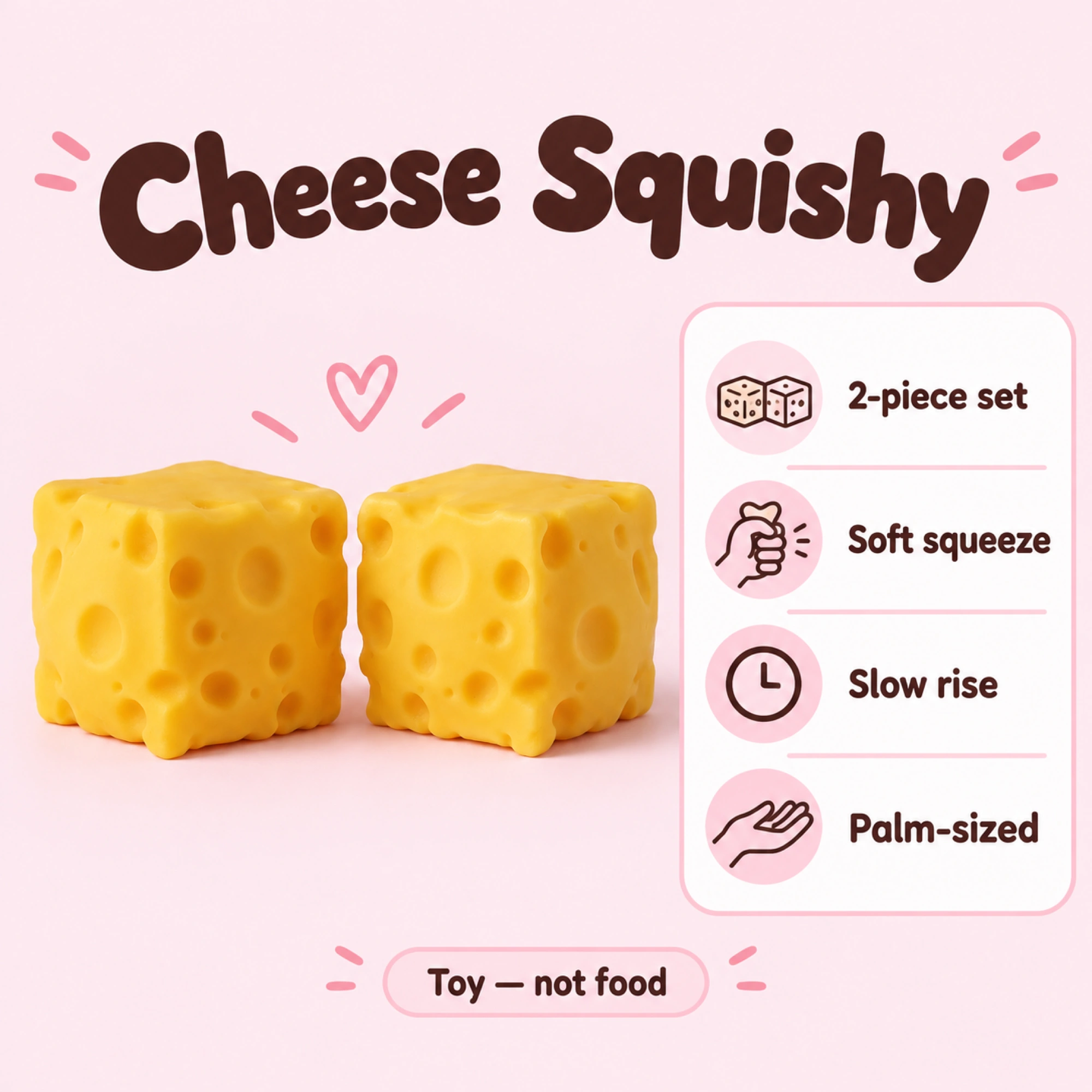 2 Pack Cheese Squishy, One for Home, One for Work — spec