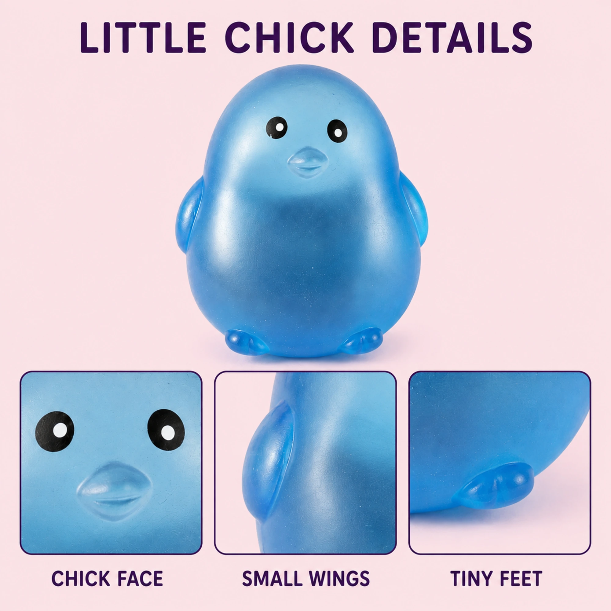 Blue chick squishy details