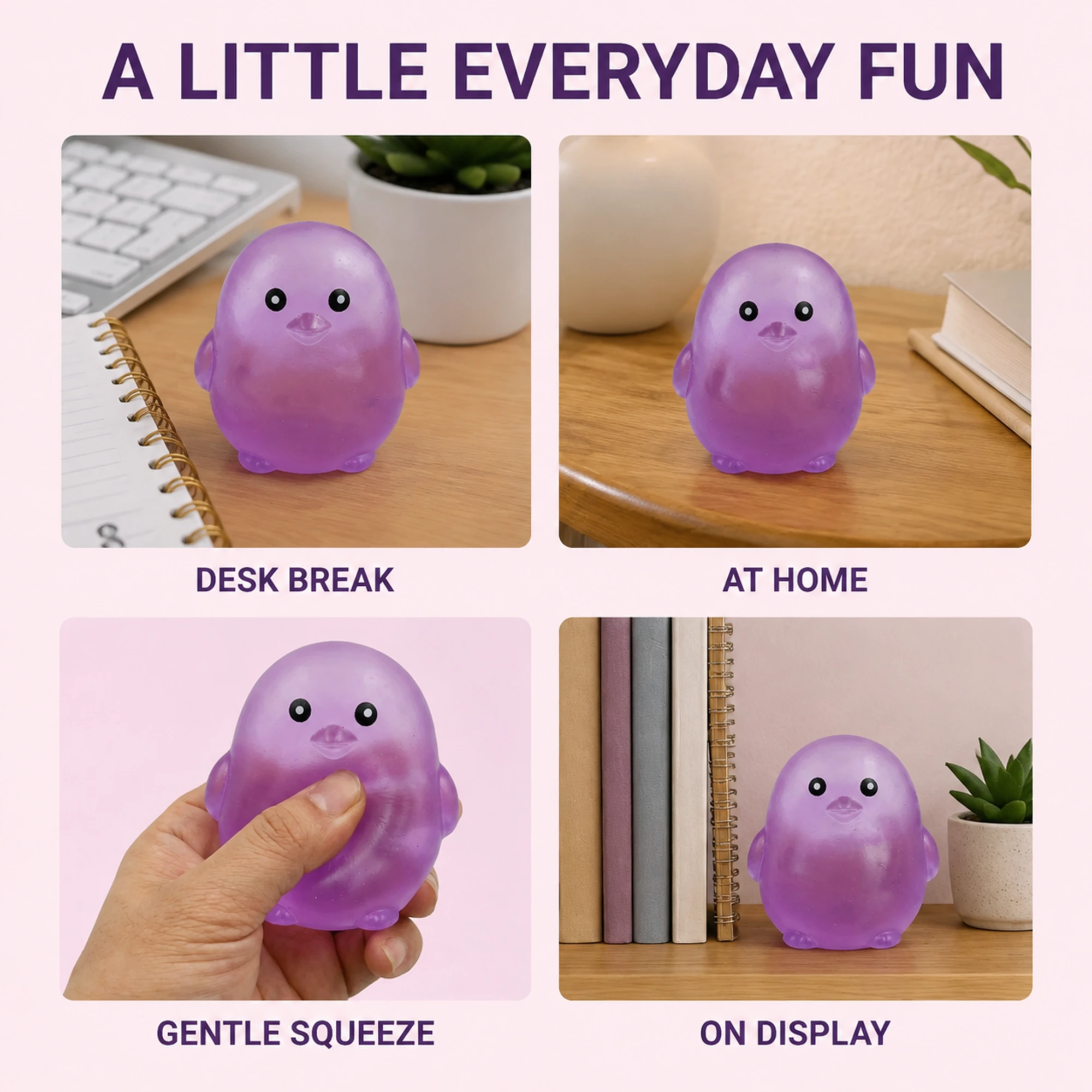 Purple chick squishy lifestyle