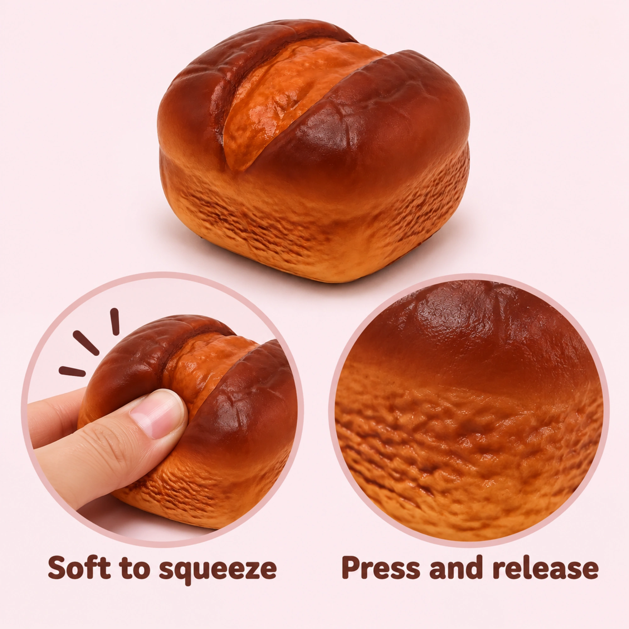 Chocolate Bread Squishy Cracked Roll Slow Rising Toy — inside