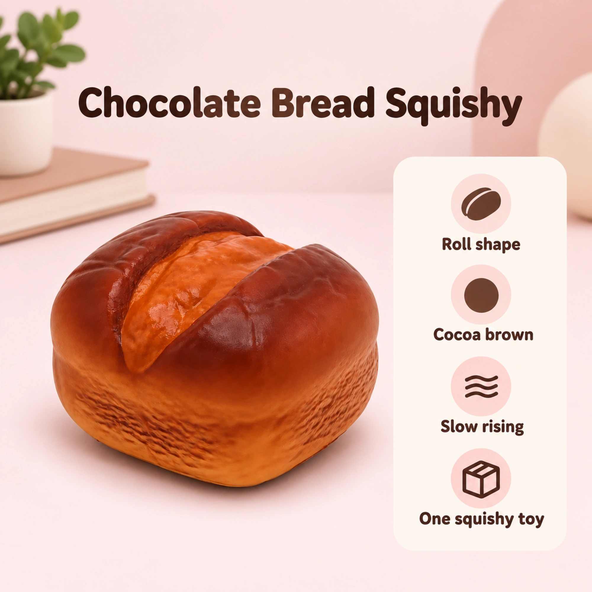 Chocolate Bread Squishy Cracked Roll Slow Rising Toy — spec