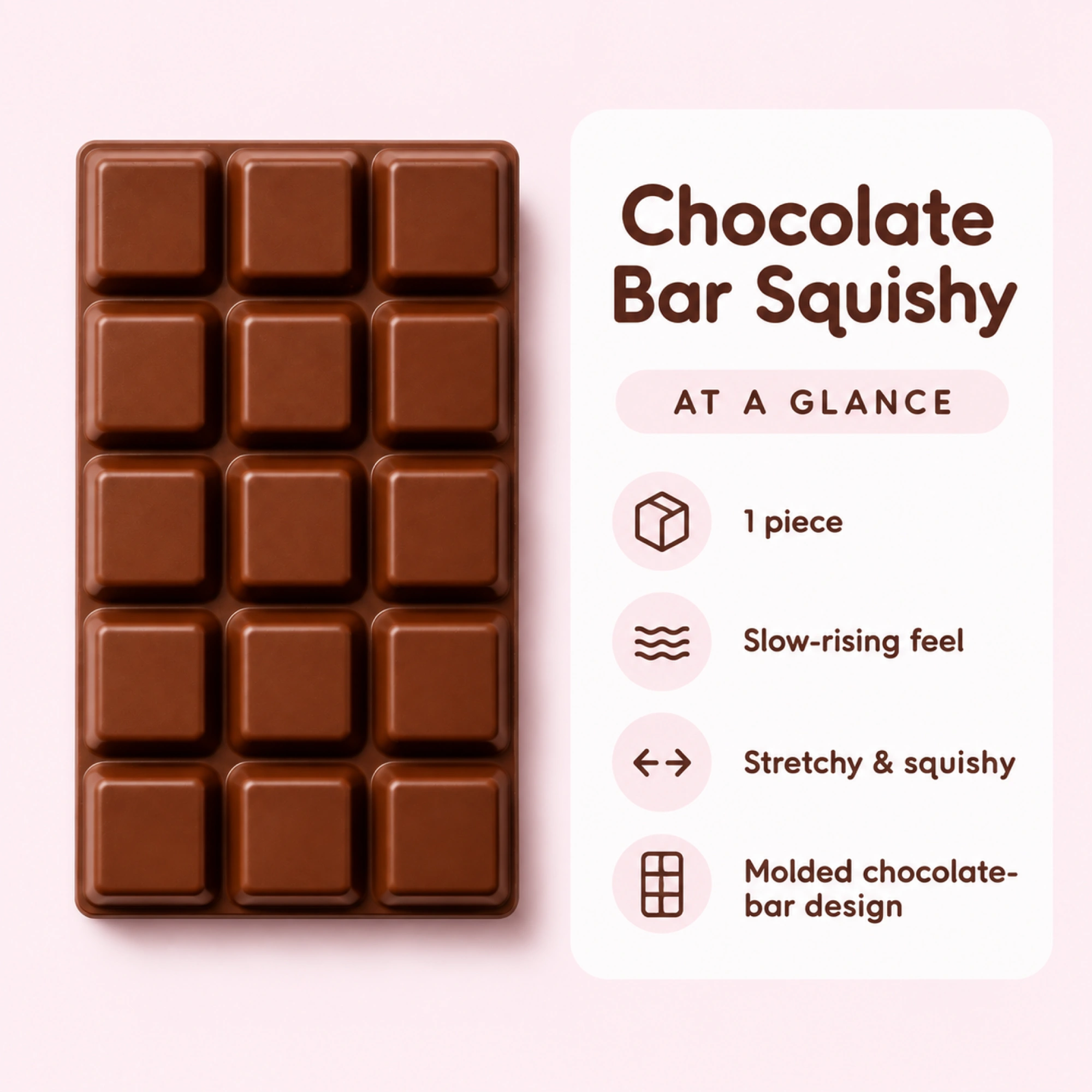 Chocolate Bar Squishy – Slow Rising Sensory Fidget Toy (1 Pc) — spec