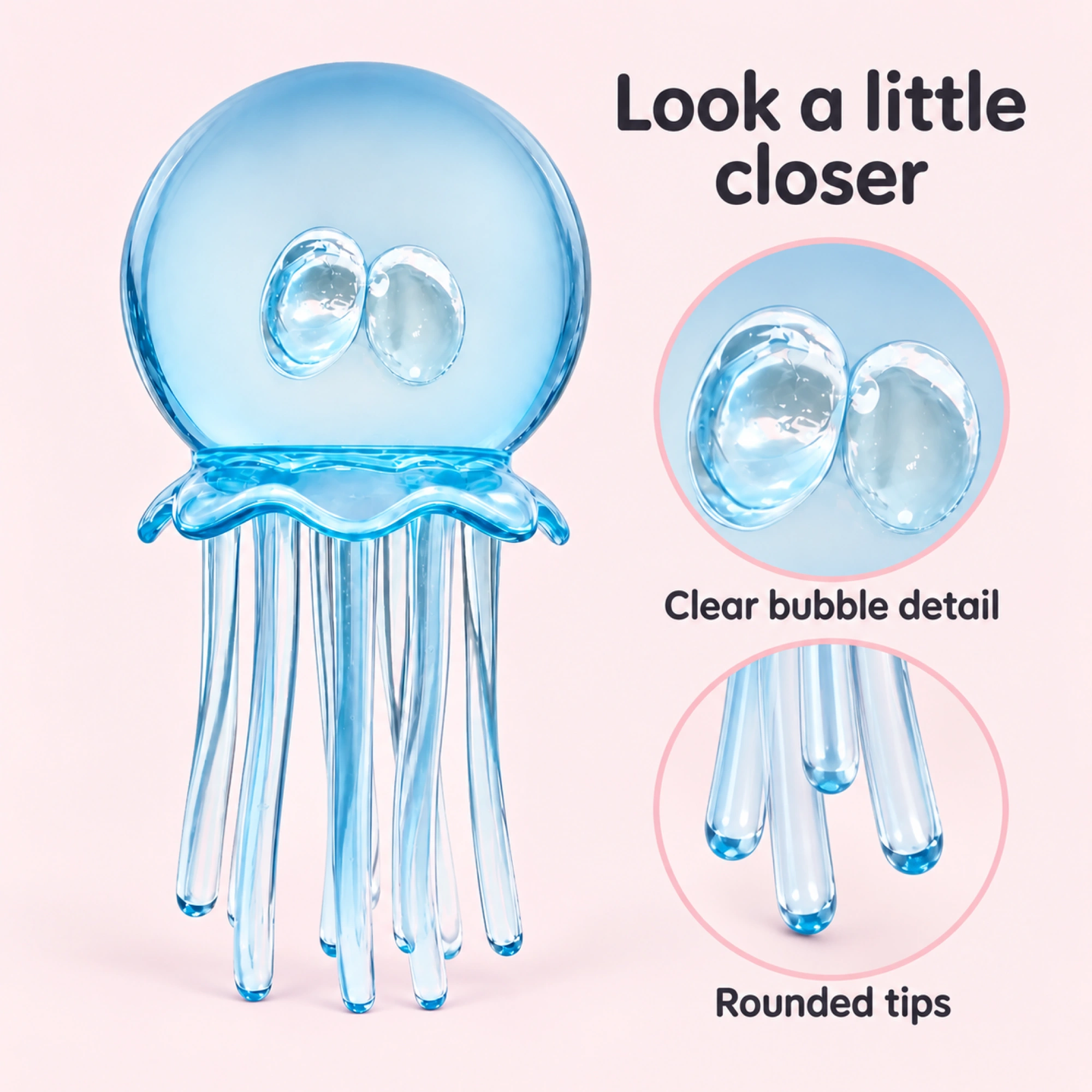 Clear Blue Jellyfish Squishy Soft Bubble Stress Toy — details