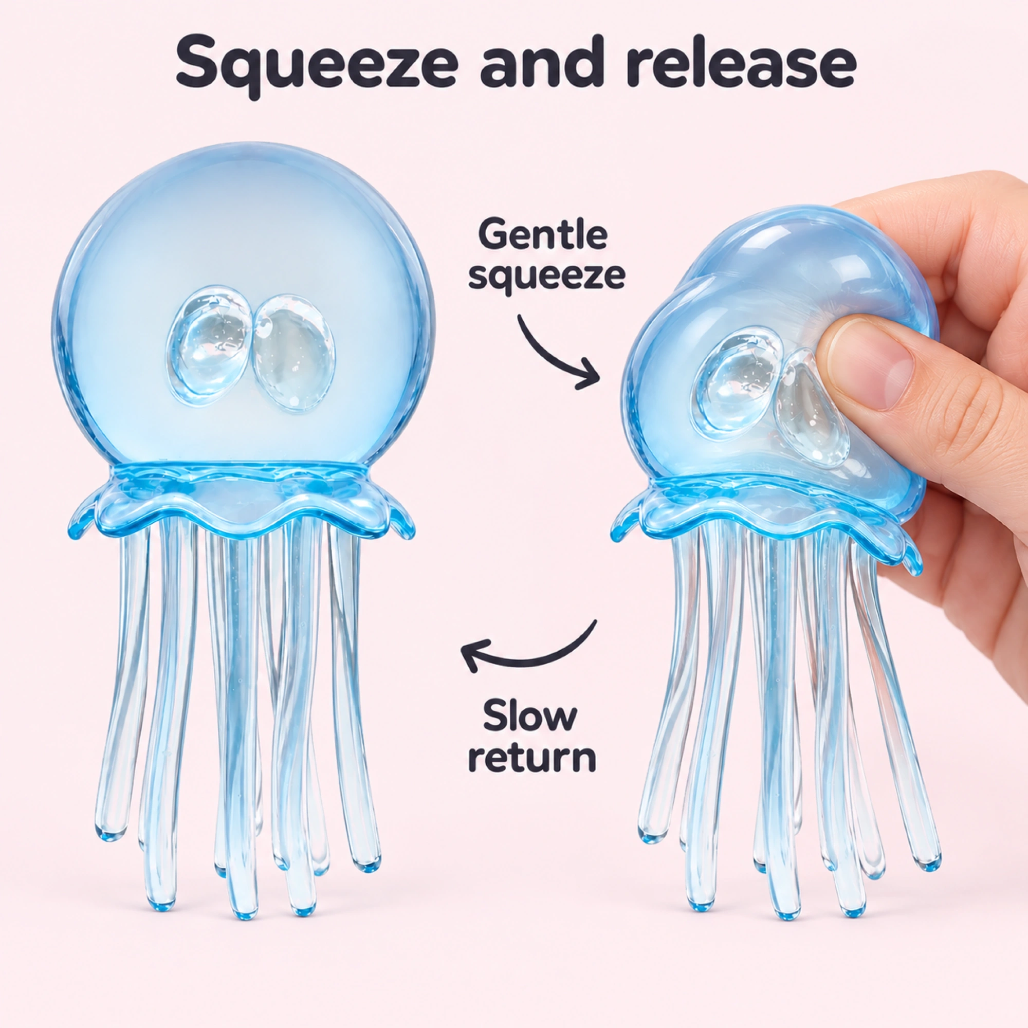 Clear Blue Jellyfish Squishy Soft Bubble Stress Toy — comparison