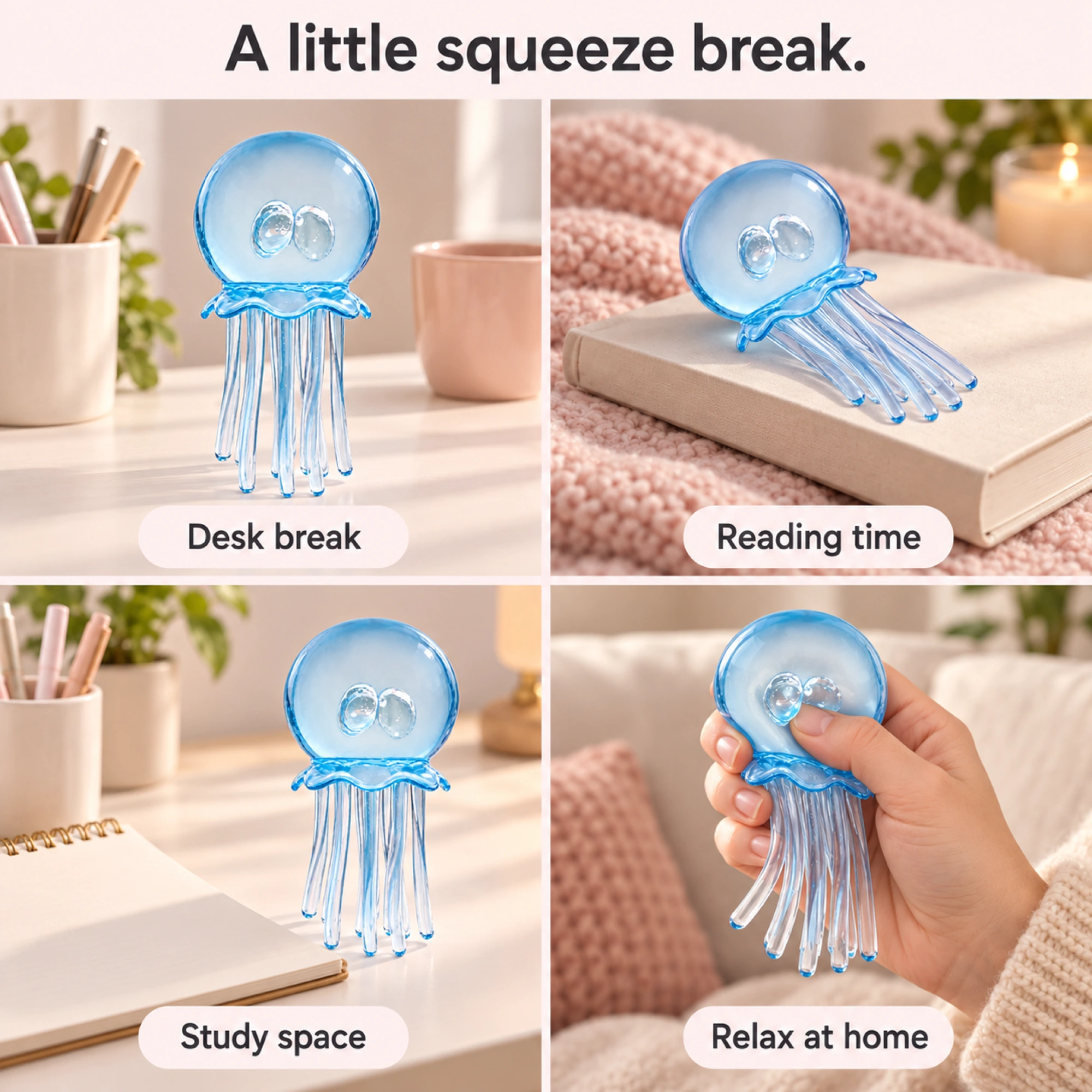 Clear Blue Jellyfish Squishy Soft Bubble Stress Toy — lifestyle