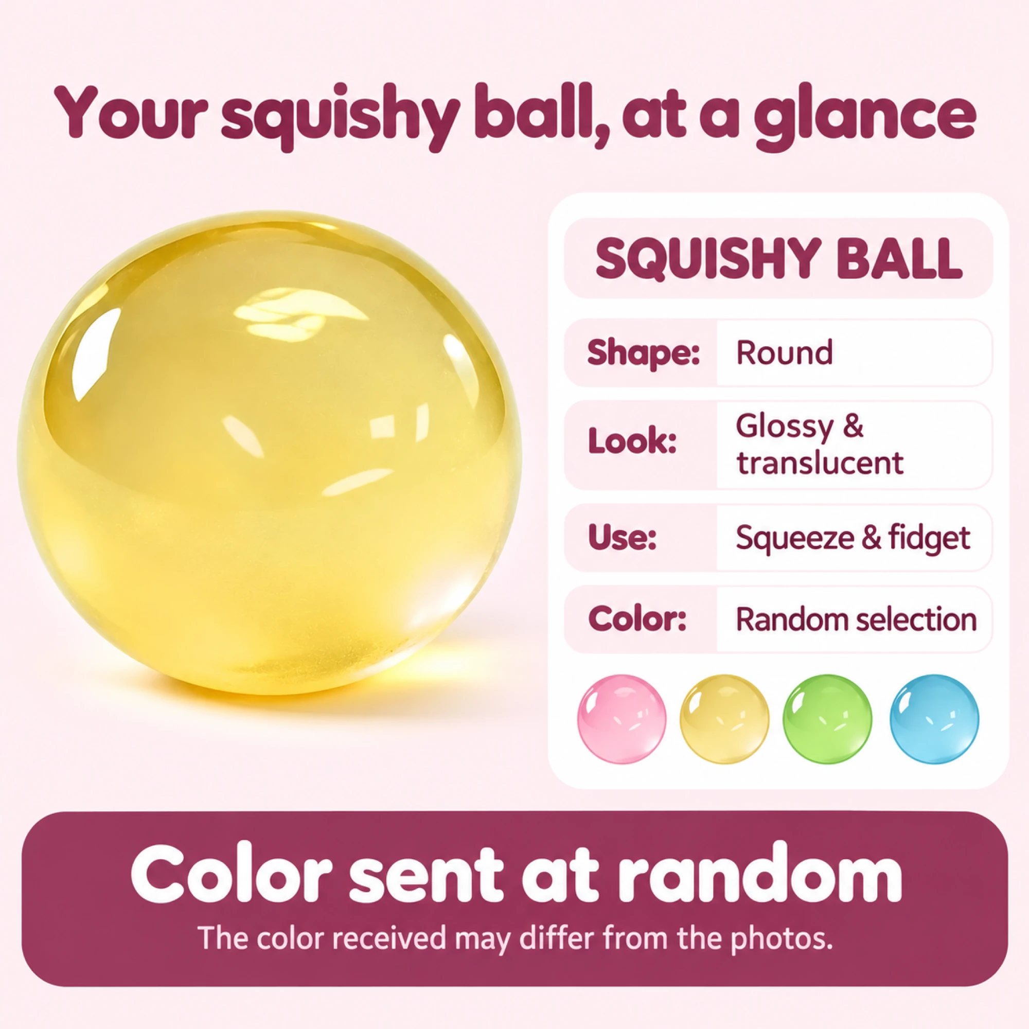 Random color squishy ball product information
