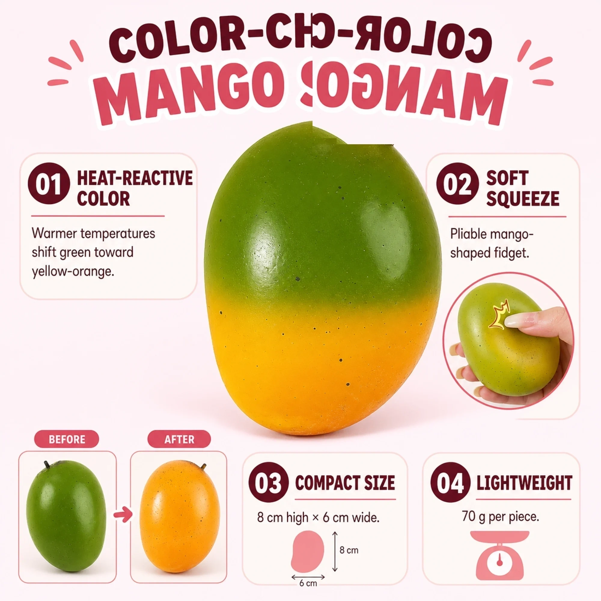 Color-Changing Mango Squishy — 8 cm Temperature-Change Toy — alternate view
