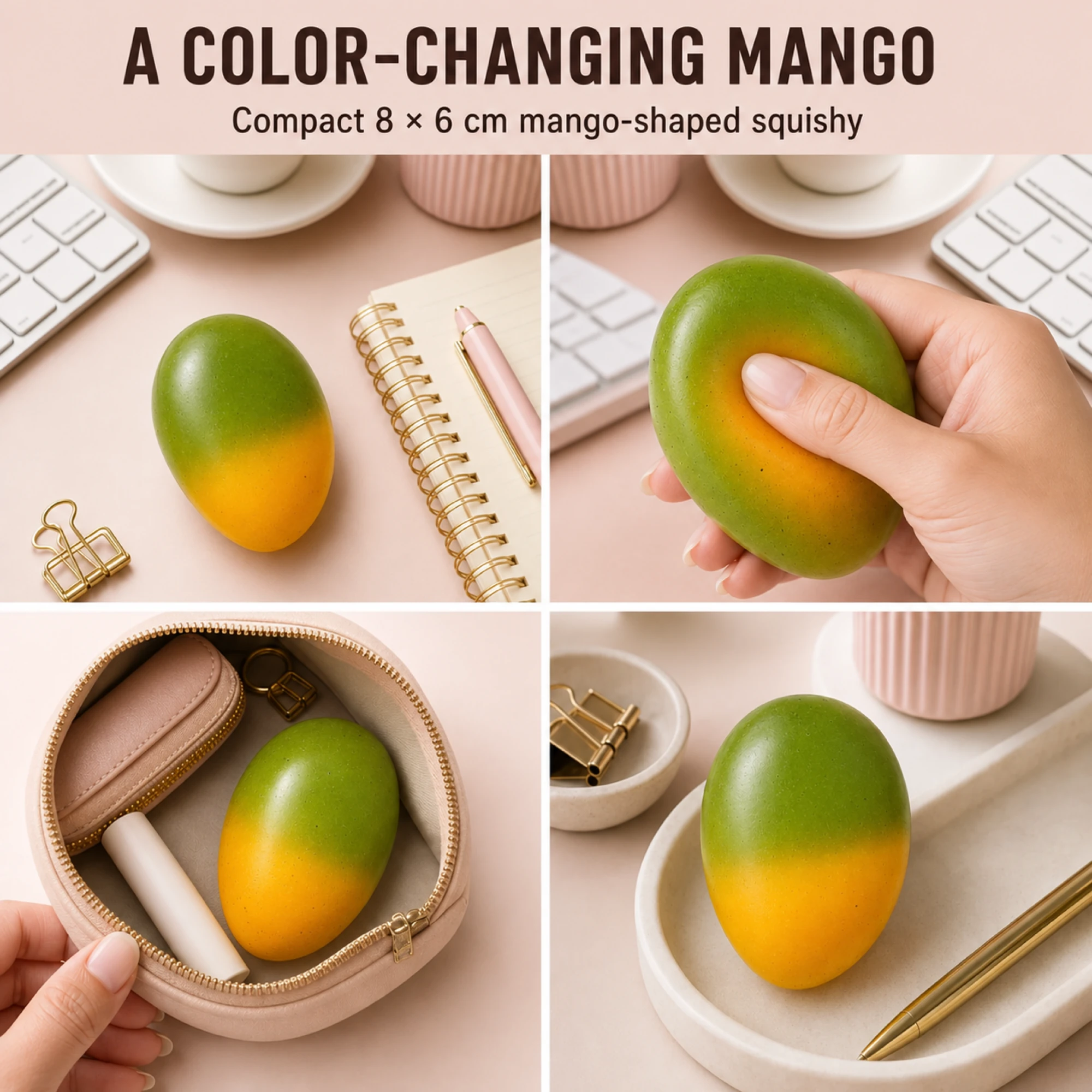 Color-changing mango squishy lifestyle uses