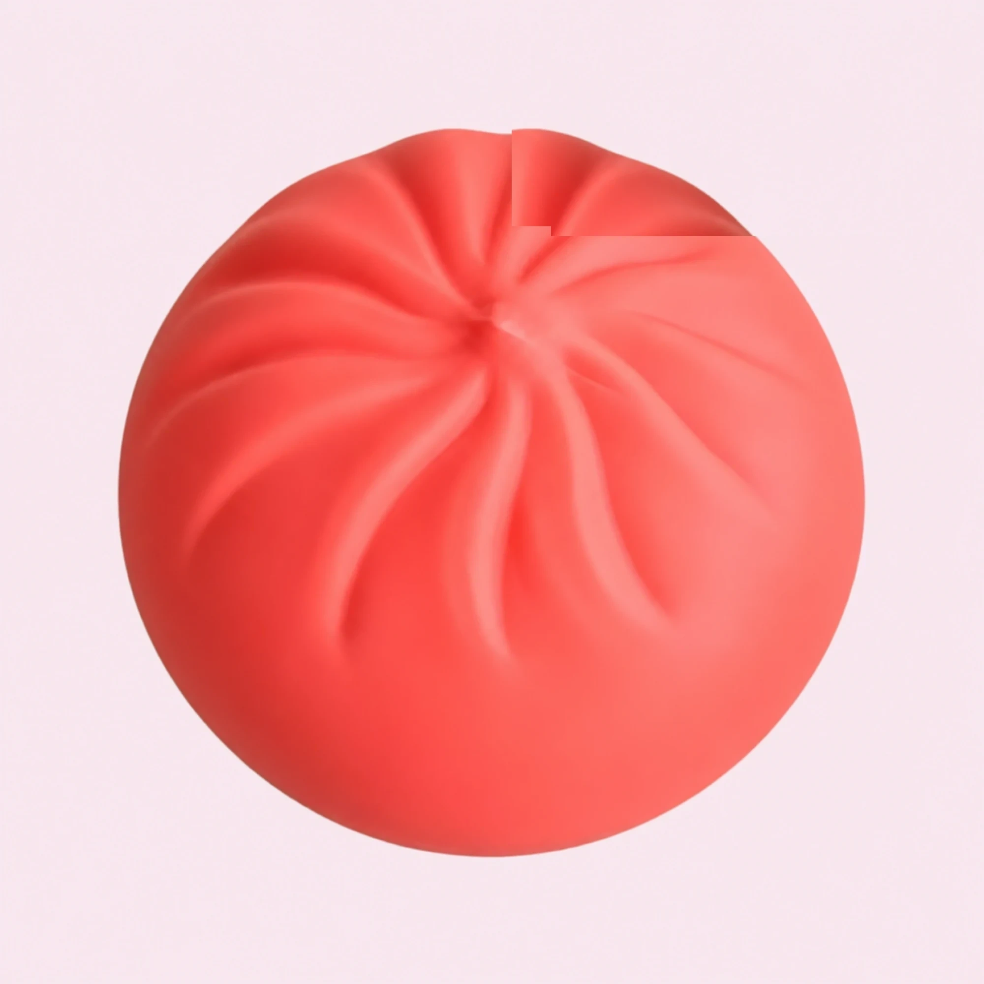 Coral Dumpling Squishy, Plump Pleated Bun Stress Toy — alternate view