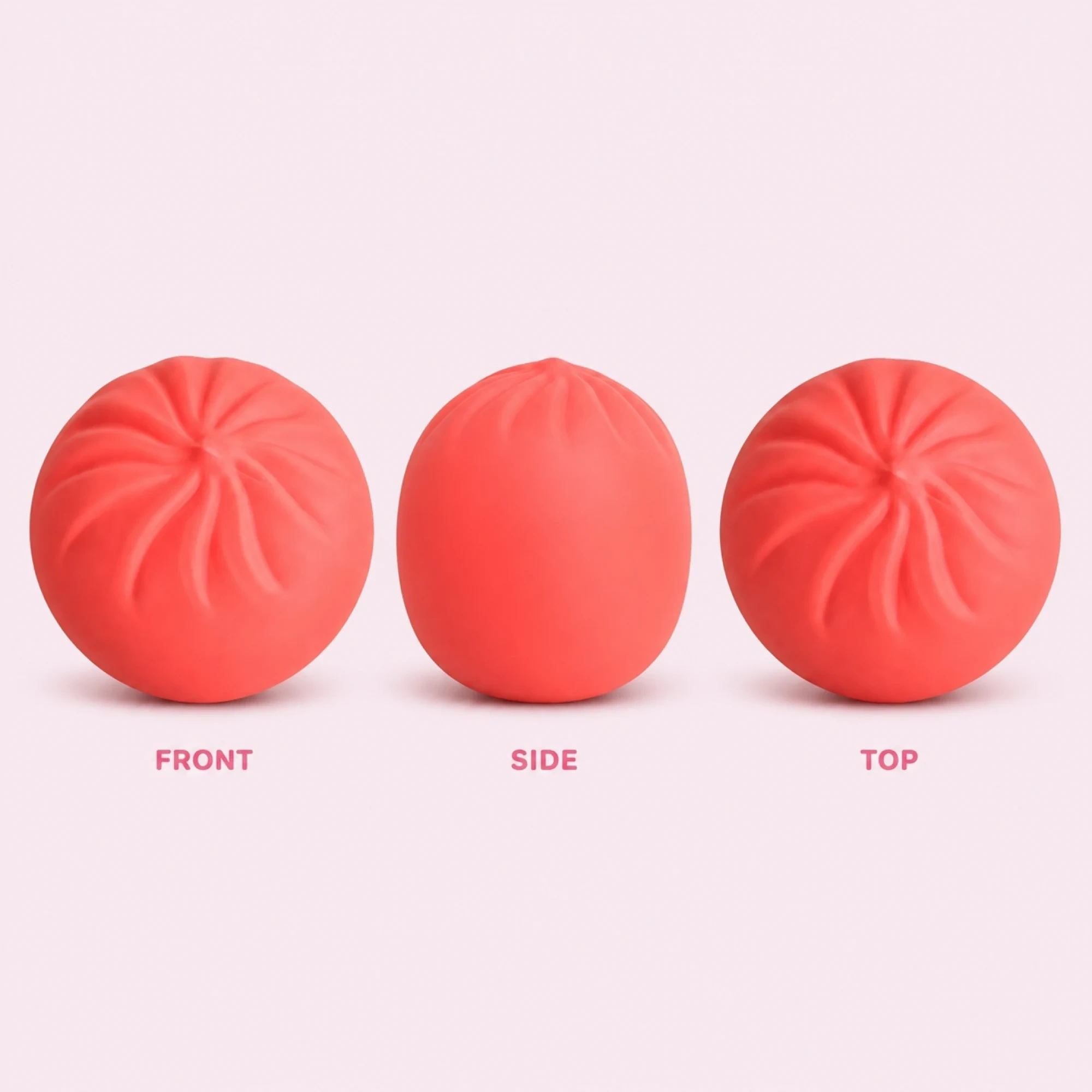 Coral dumpling squishy — clean product overview