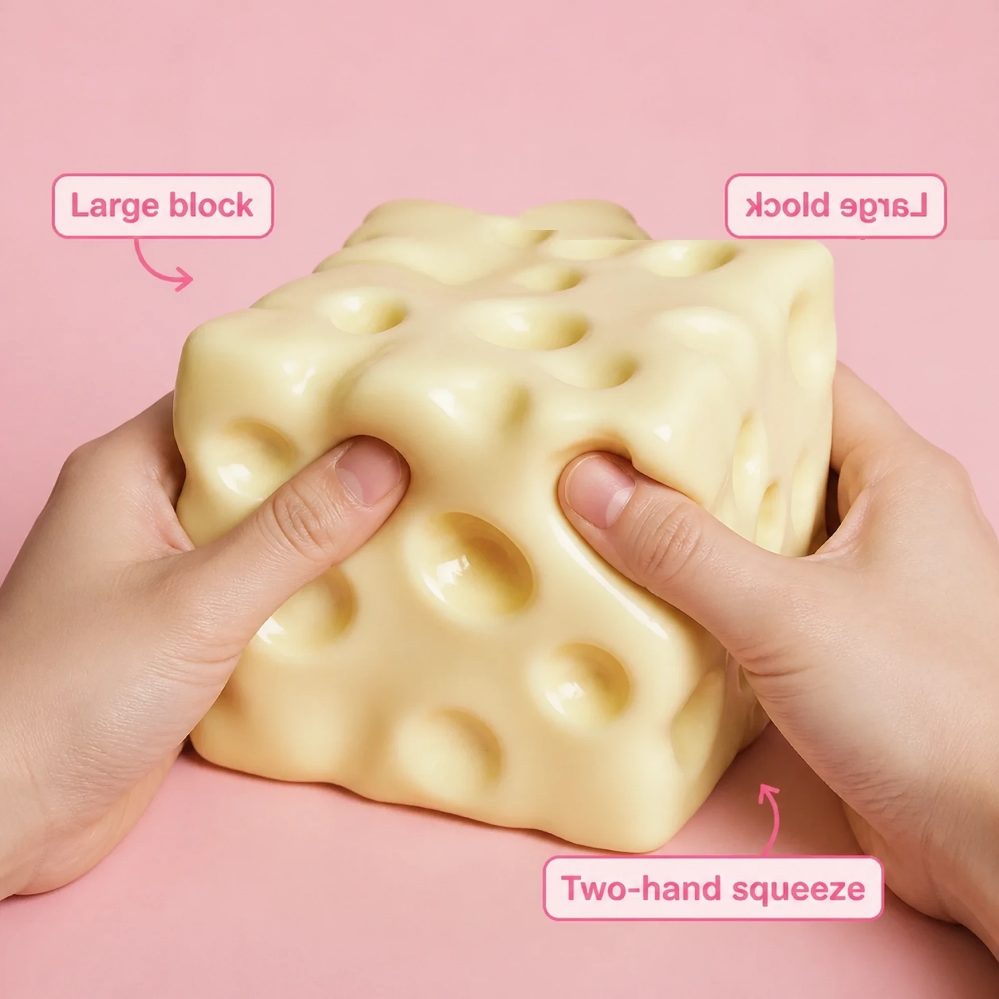 Big Cream Cheese Squishy, Pale Two-Hand Squeeze Block — alternate view