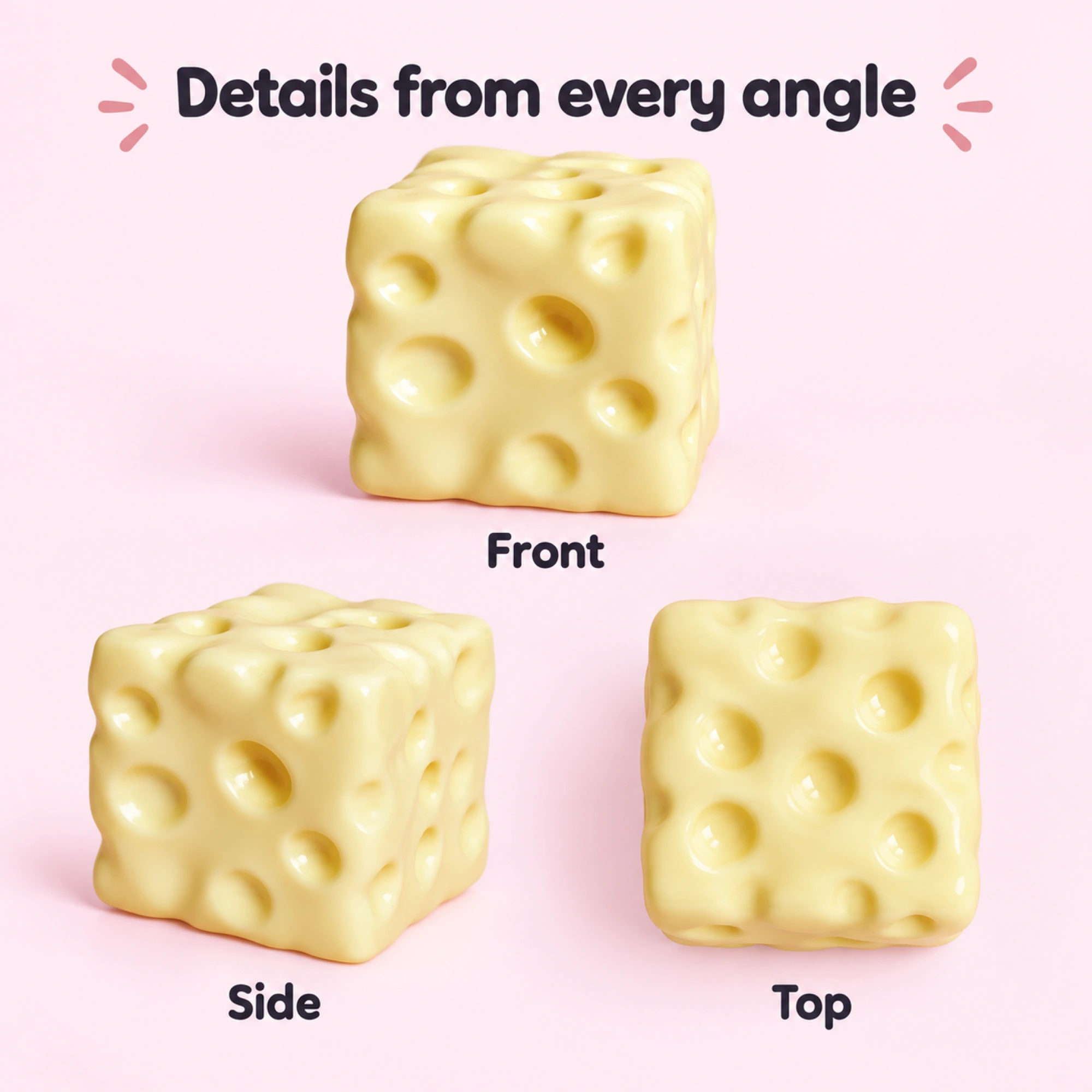 Big Cream Cheese Squishy, Pale Two-Hand Squeeze Block — details