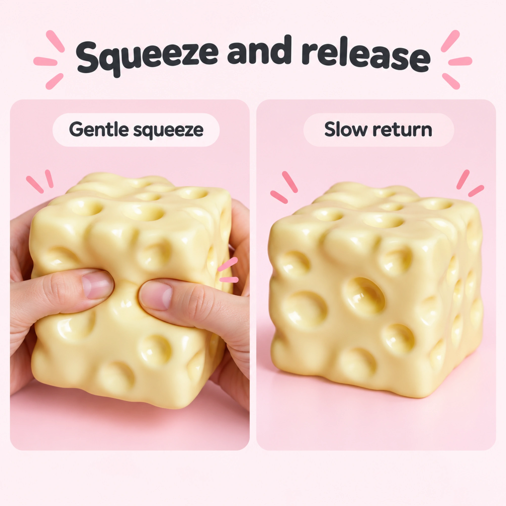 Big Cream Cheese Squishy, Pale Two-Hand Squeeze Block — comparison