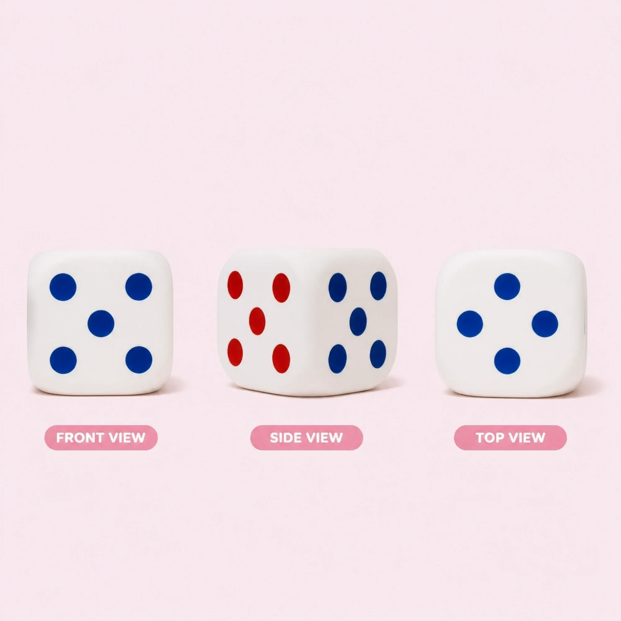 Dice squishy stress ball — clean product overview