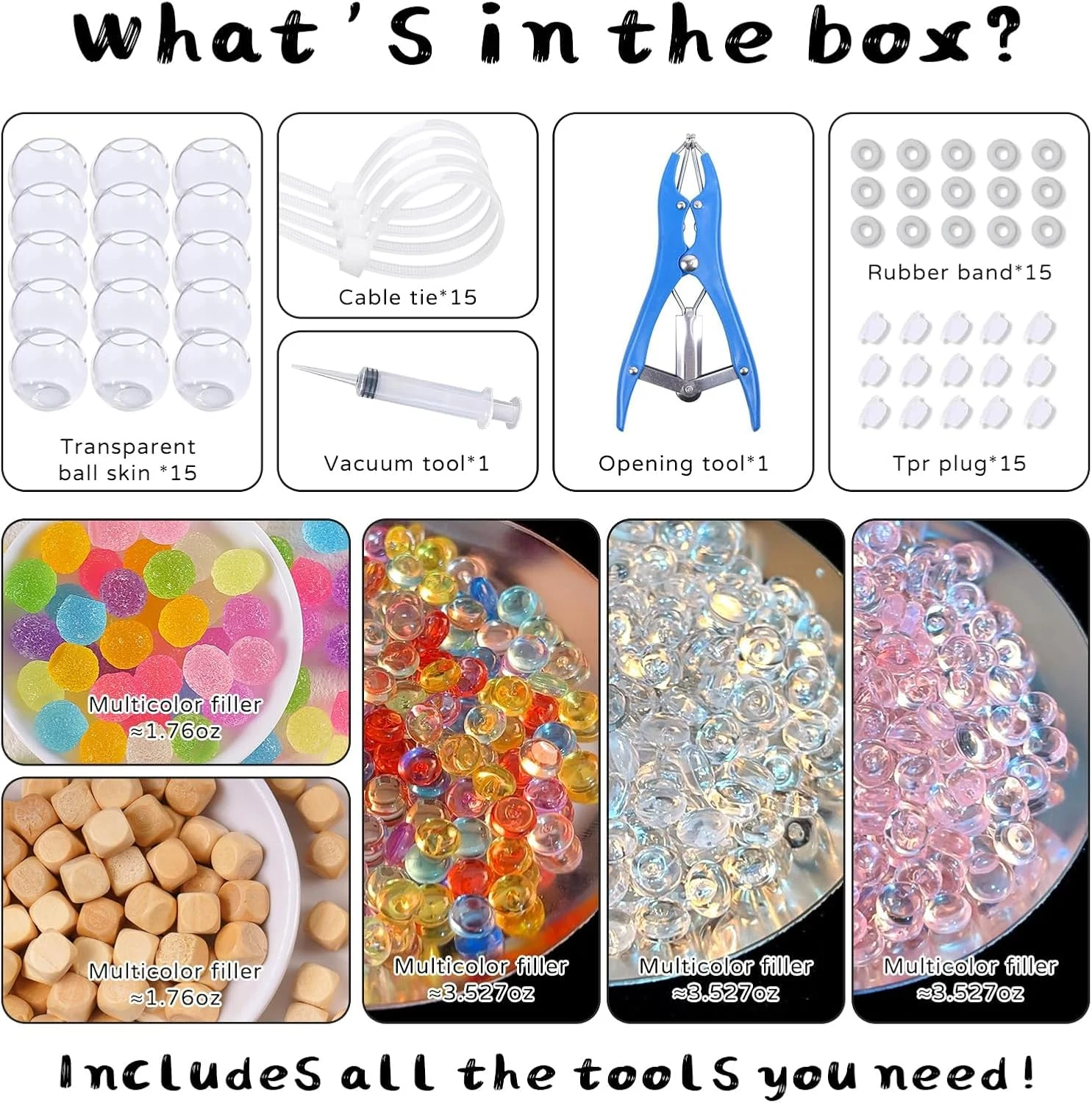 DIY Squishy Making Kit — 15 TPR Stress Ball Skins with Fillers and Pump — عرض بديل