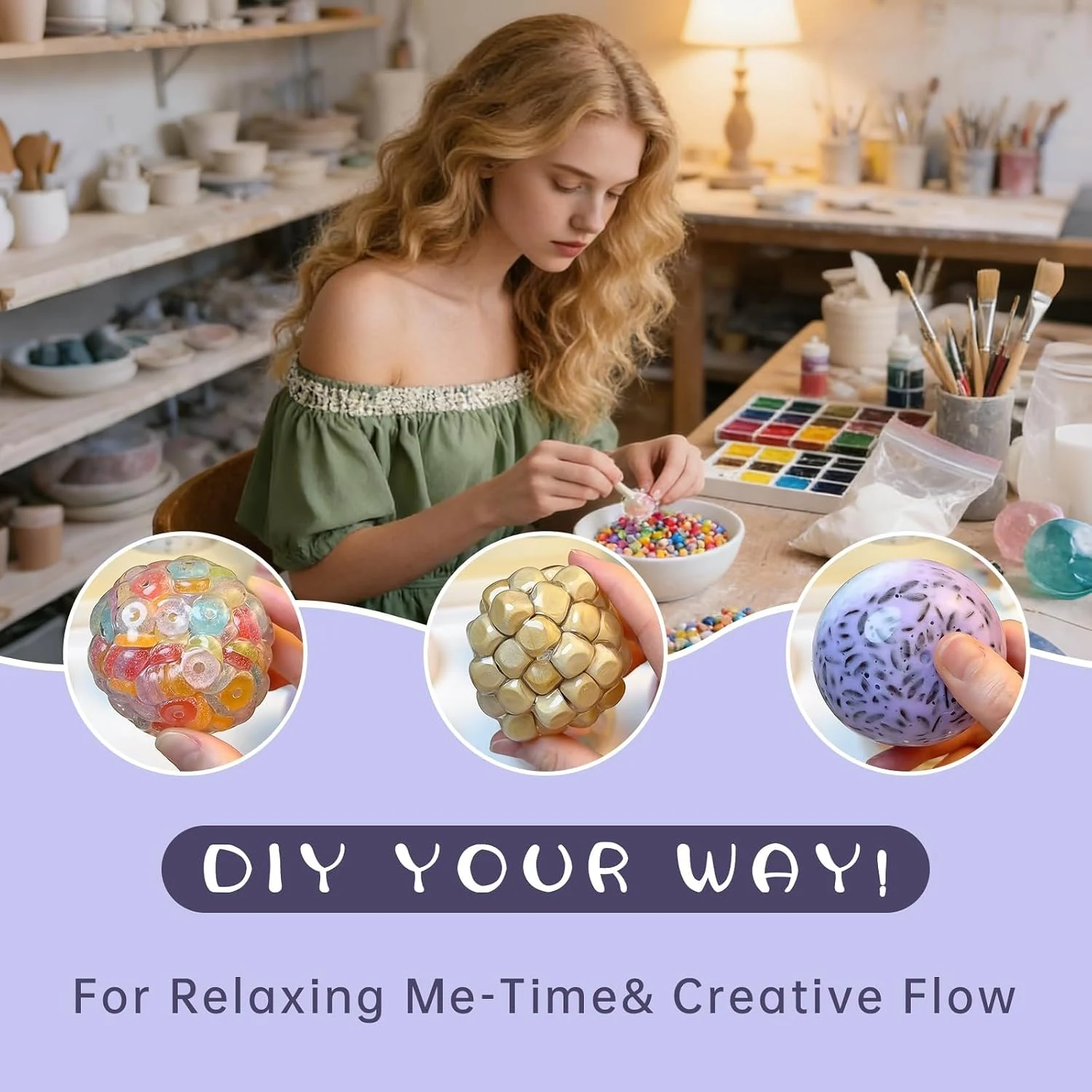 DIY Squishy Making Kit — 15 TPR Stress Ball Skins with Fillers and PumpphotoSuffix