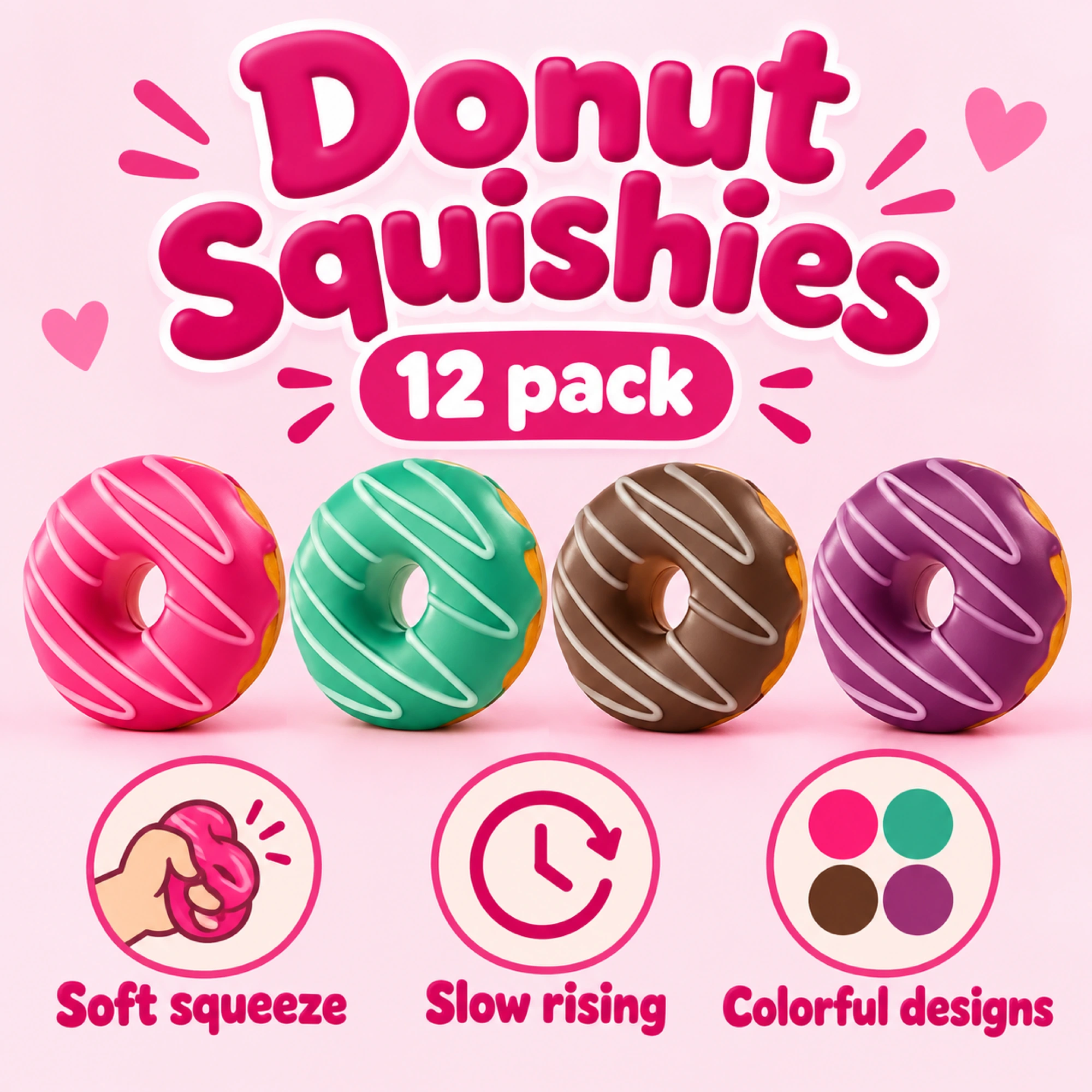 12 Pack Donut Squishy Party Favors That Bounce Back — alternate view